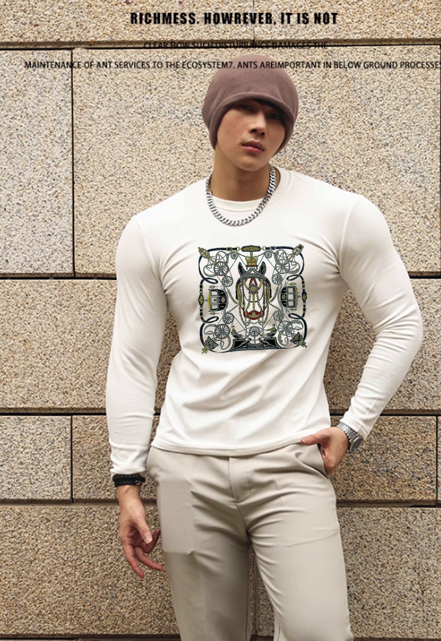 HERME*爱马*25s新款莫代尔长袖T恤.色彩搭配非常丰富.适合时尚街头潮流品牌图形搭配！规则型四方连