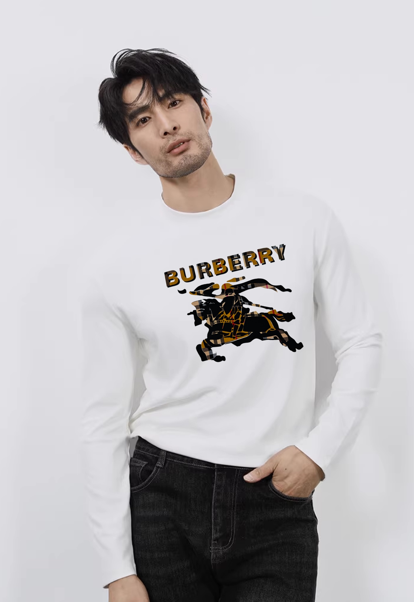 BBR*巴宝莉25s新款战马长袖莫代尔T恤.焕新升级百搭基础款，贸易公司出品！！甄选优质有机300g莫代