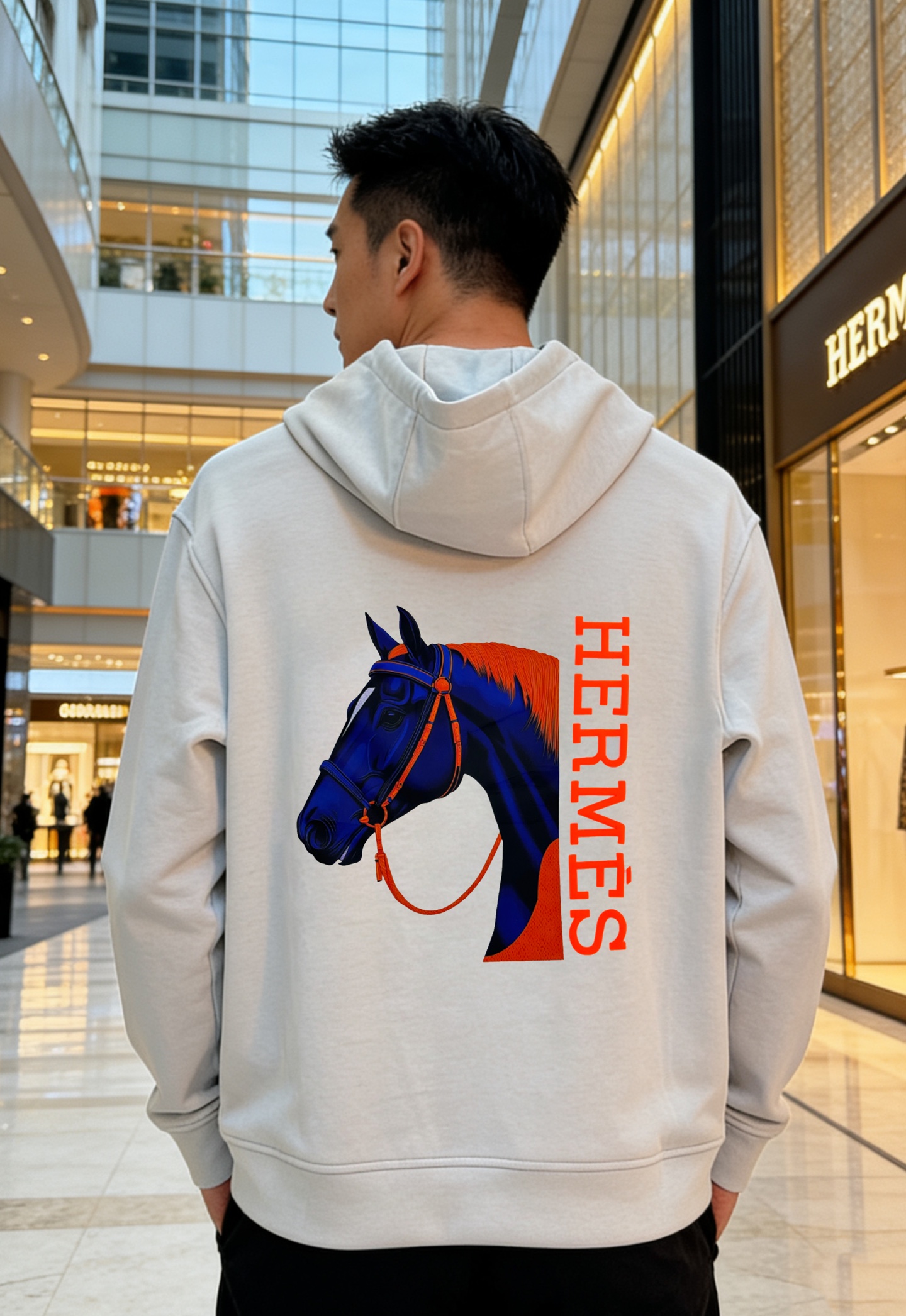 HERMES爱马仕新品连帽卫衣.运动休闲随意搭配.采用新款棉莫面料，亲肤舒适.抗皱不粘灰抗静电，面料柔软