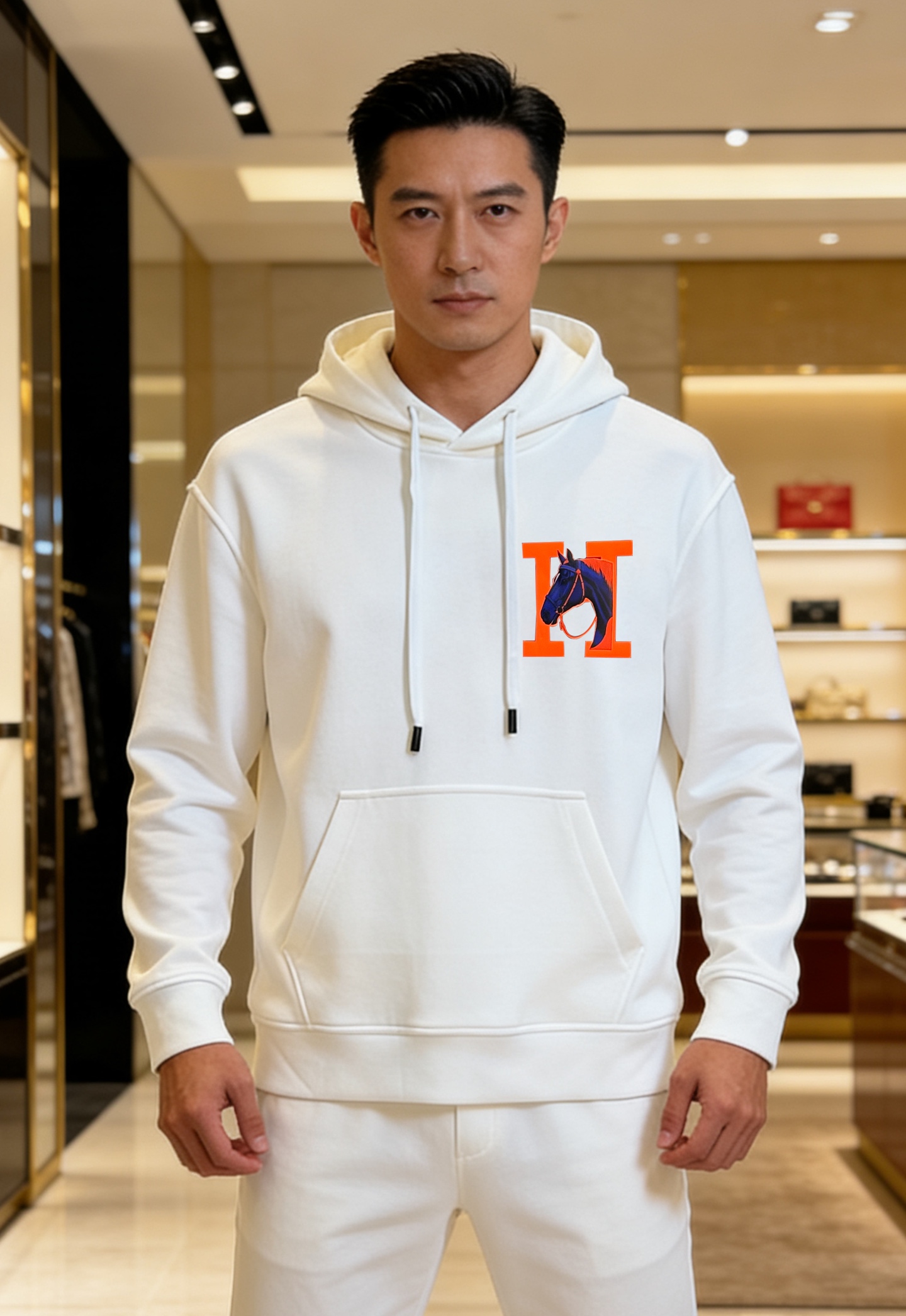 HERMES爱马仕新品连帽卫衣.运动休闲随意搭配.采用新款棉莫面料，亲肤舒适.抗皱不粘灰抗静电，面料柔软
