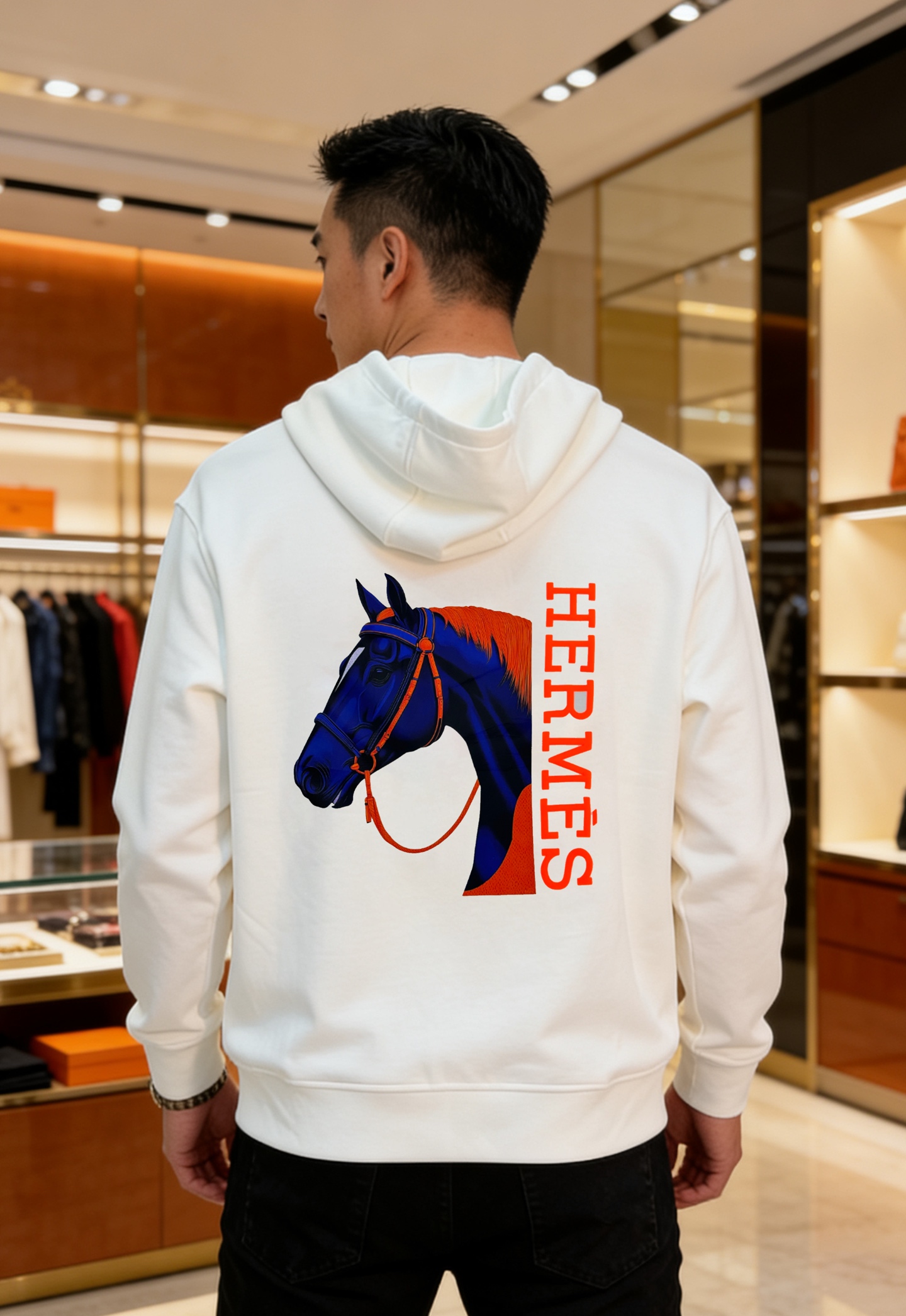 HERMES爱马仕新品连帽卫衣.运动休闲随意搭配.采用新款棉莫面料，亲肤舒适.抗皱不粘灰抗静电，面料柔软
