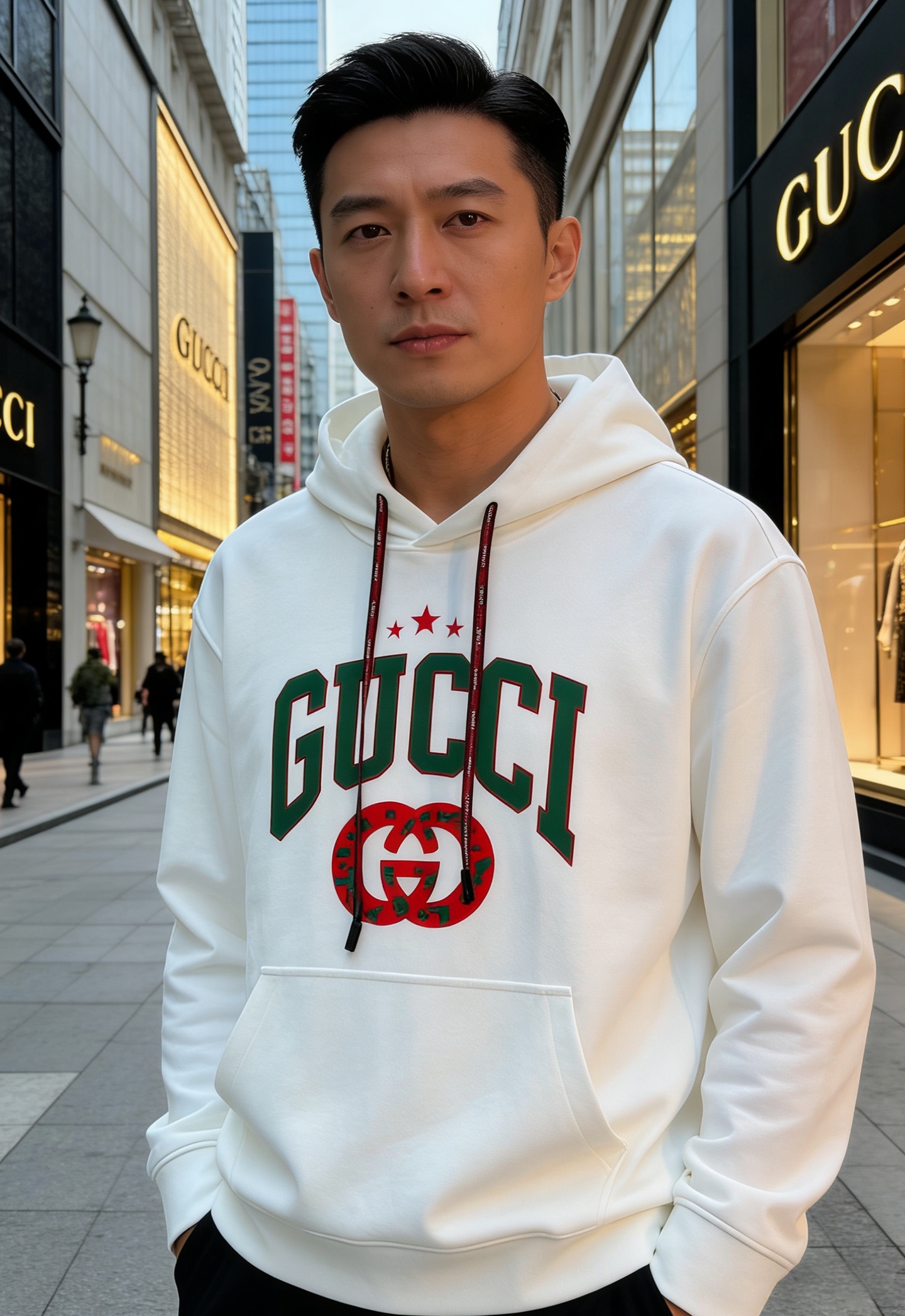 GUCCI古奇新款胸口徽标logo装饰连帽卫衣，简约时尚的设计，宽松休闲的版型，甄选天丝面料让潮流男女都