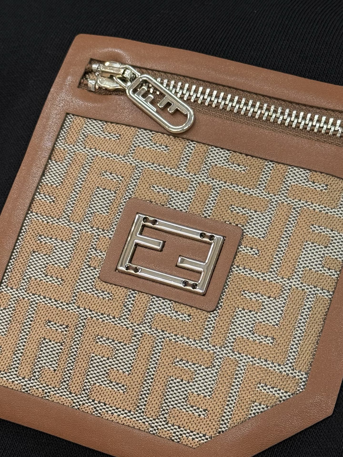 Fend*芬-迪25s秋冬新款圆领卫衣.男女同款～最新立体皮标原版设计.搭配口袋设计.定制380g卫衣棉