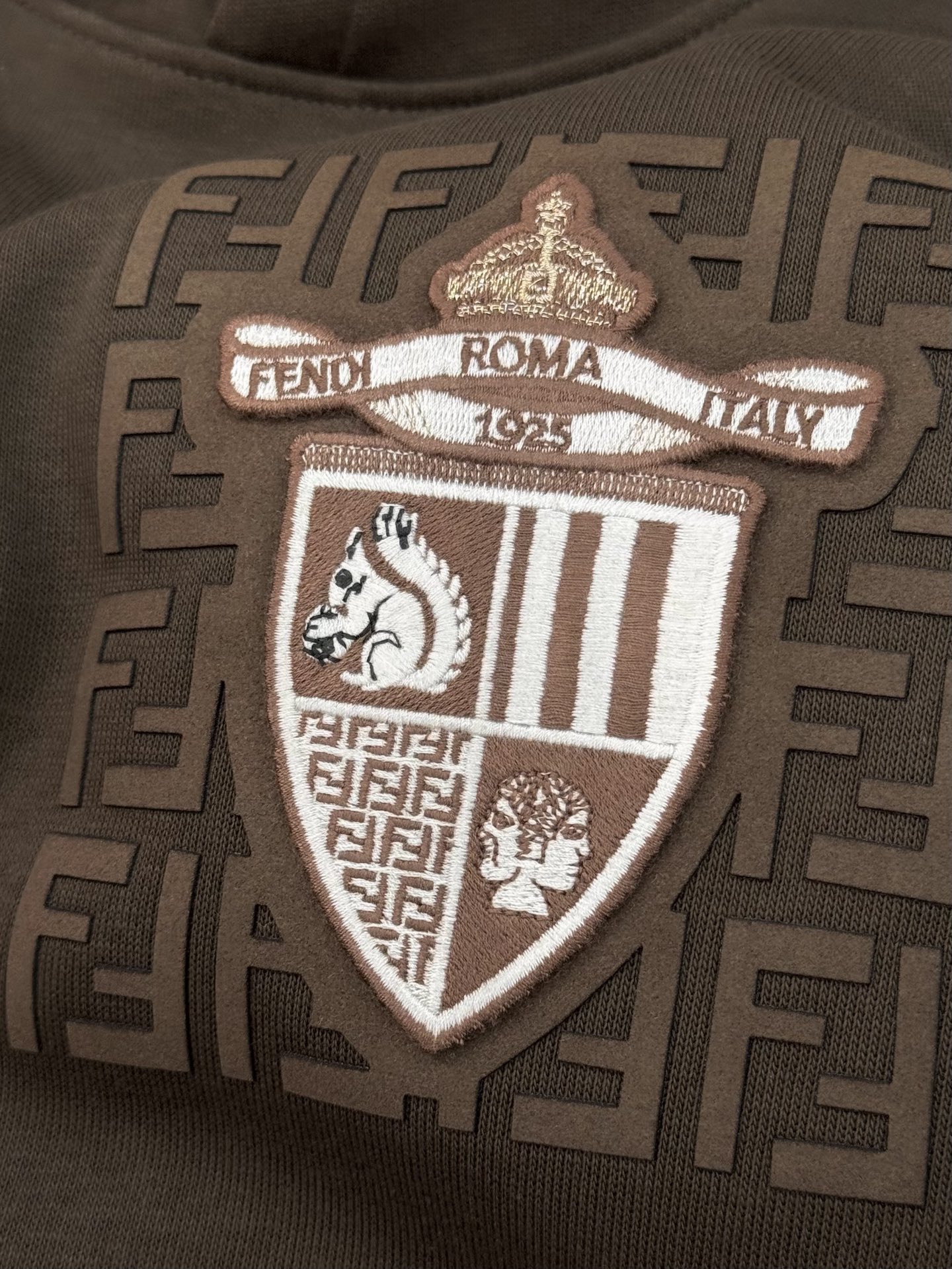 Fendi芬迪迪25S秋冬新款连帽卫衣.男女同款～胸口最新立体烫画大牌刺绣经典FF设计.同色系高级好看.