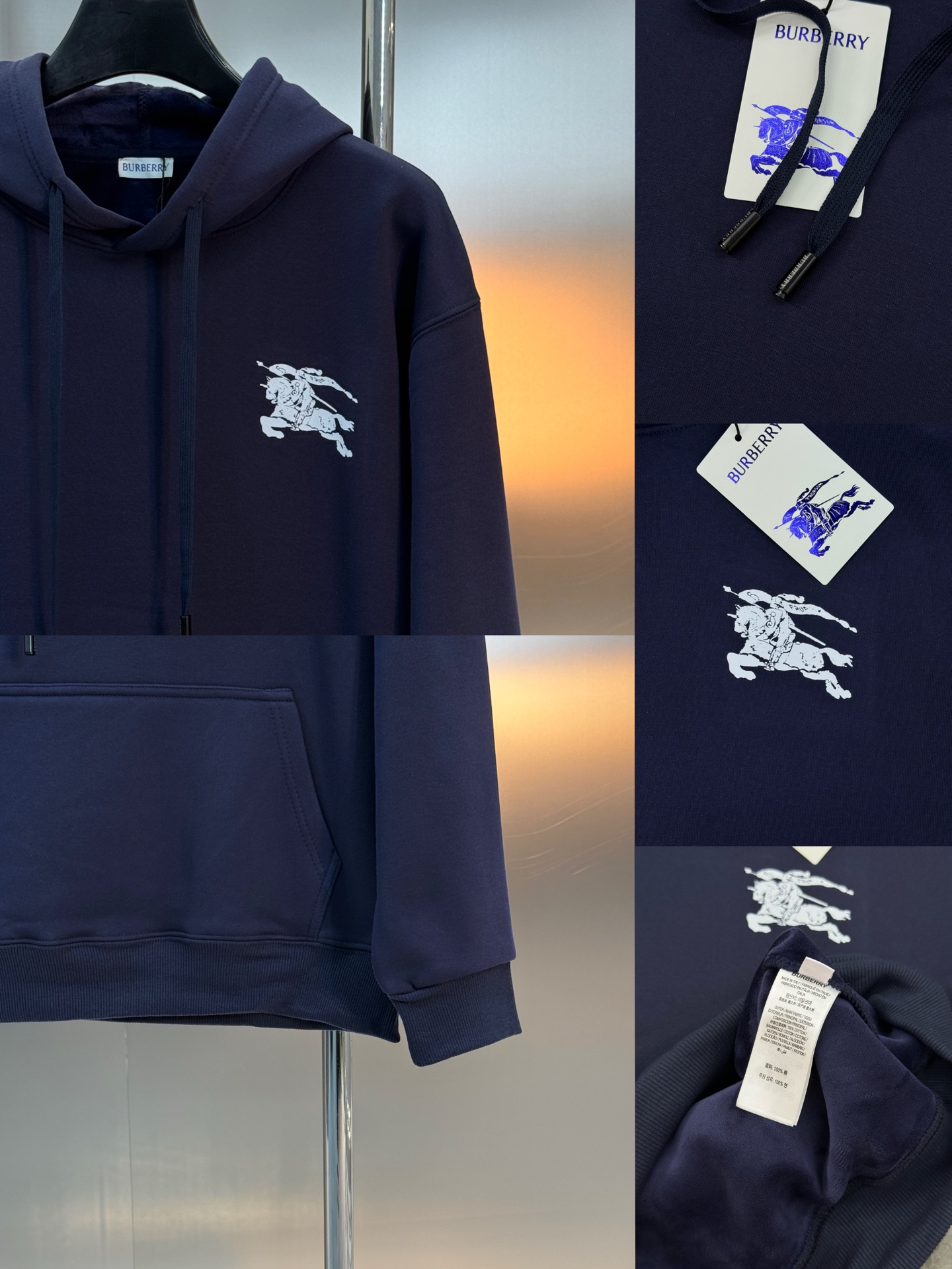 Burberry巴宝莉经典战马徽标连帽卫衣套装.加绒款推荐❤️男女同款！衣身搭配经典蓝马骑士战马logo