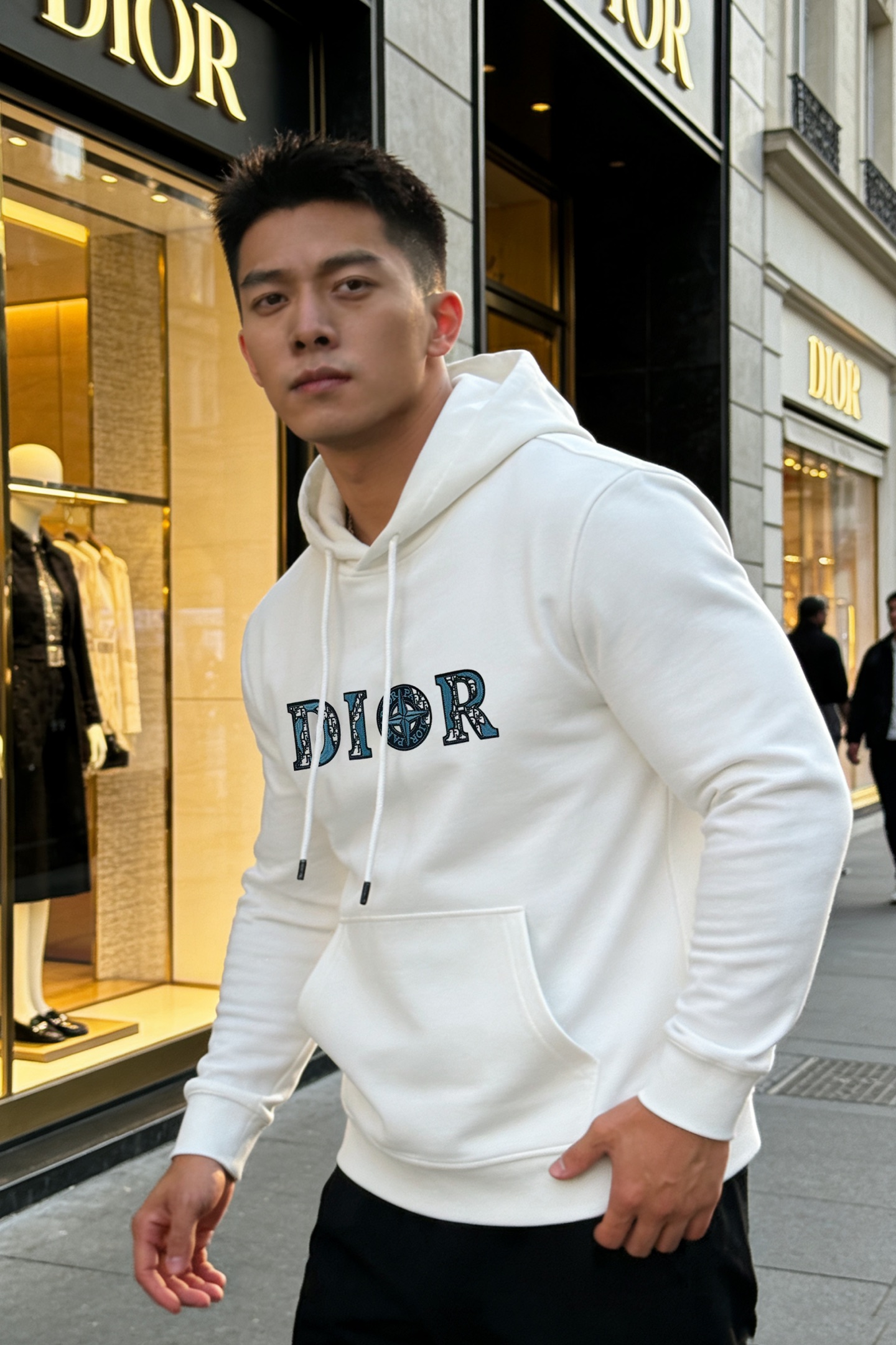 Dior迪奥25s新款天丝连帽卫衣.石头岛联名款.胸前经典字母3D绣花烫画设计.减龄耐看！简单高级.辨识