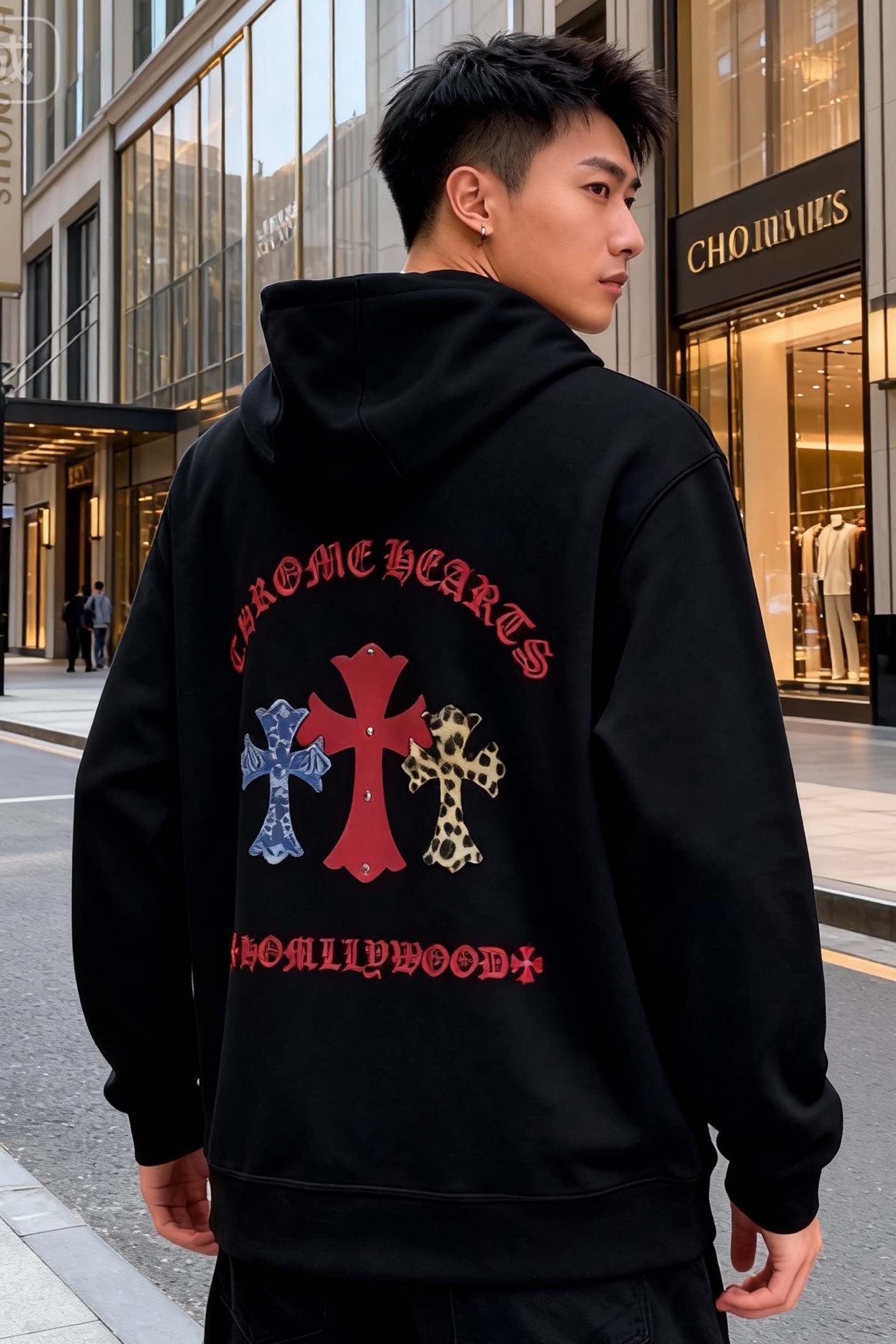 ChromeHearts*克罗心25s新款连帽卫衣.男女同款！经典十字造型颜值担当.张扬个性图形字母搭配