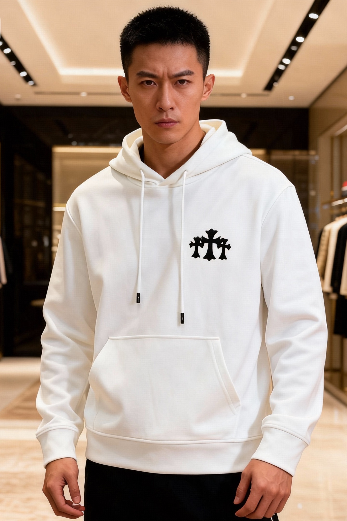 ChromeHearts*克罗心25s新款连帽卫衣.男女同款！经典十字造型颜值担当.张扬个性图形字母搭配