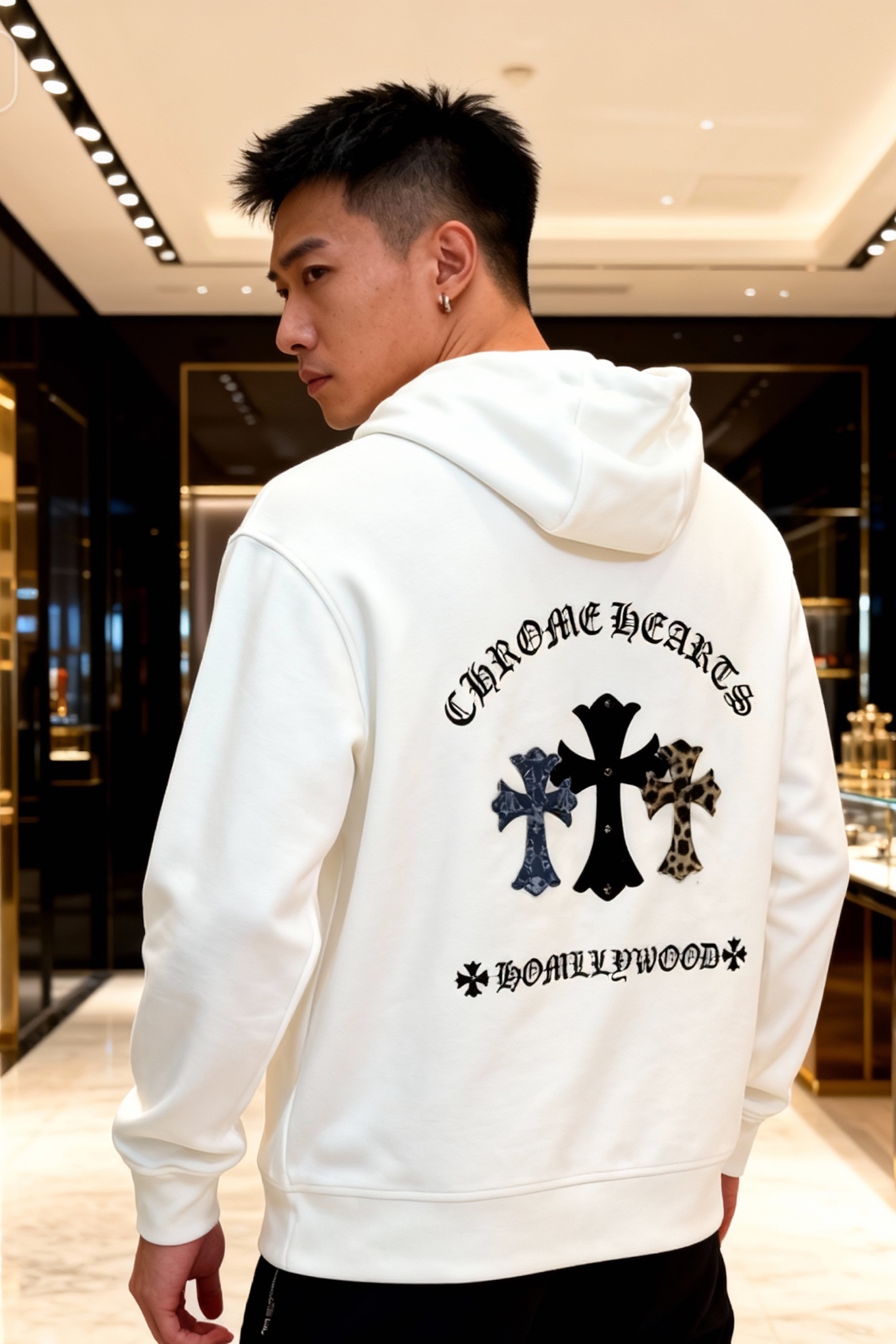 ChromeHearts*克罗心25s新款连帽卫衣.男女同款！经典十字造型颜值担当.张扬个性图形字母搭配