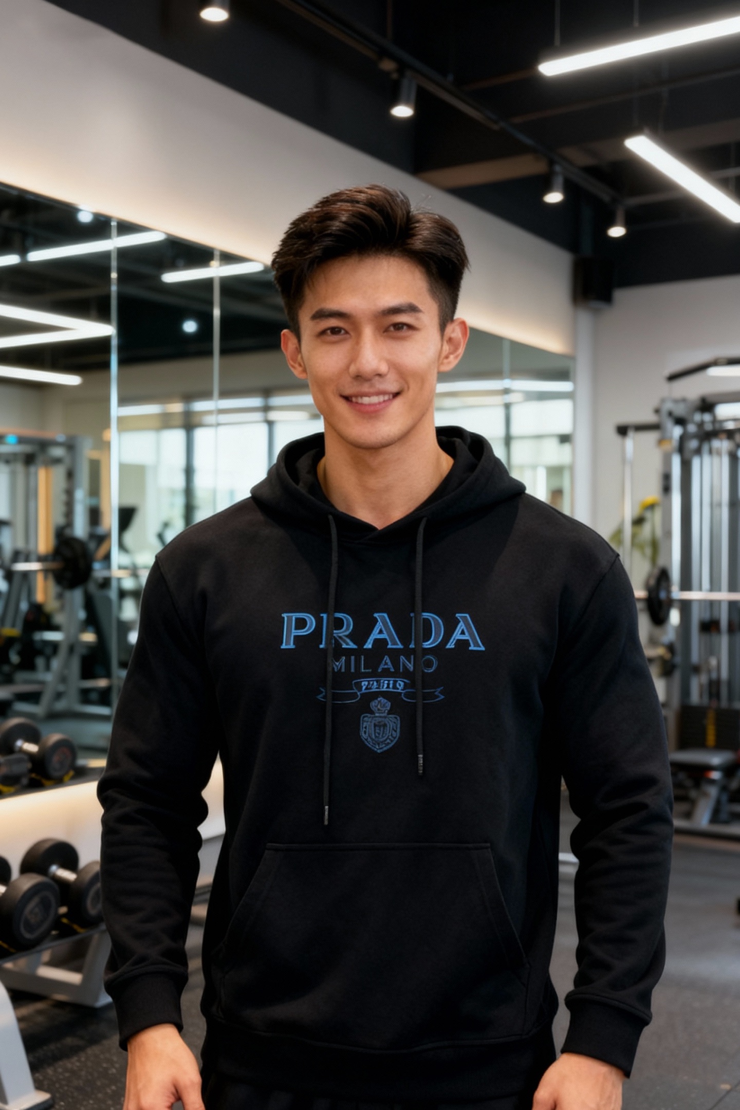 Prada普拉达25s新款天丝连帽卫衣.胸前经典字母PRADA-3D绣花烫画设计.减龄耐看！简单高级.辨