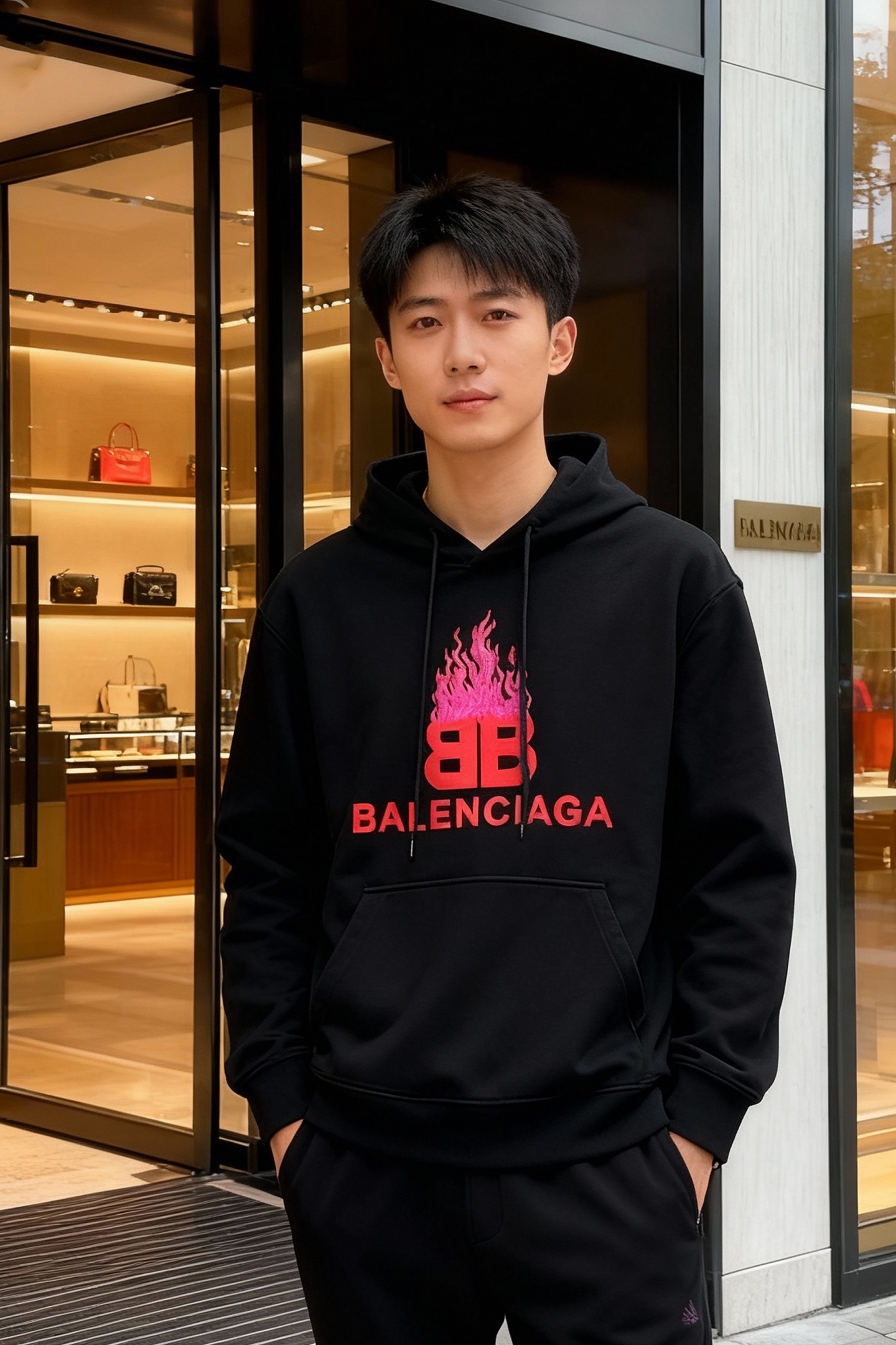 BALENCIAG*巴黎世家新款连帽卫衣.男女同款推荐！优选380g天丝棉面料，柔软舒适.透气吸汗.上身