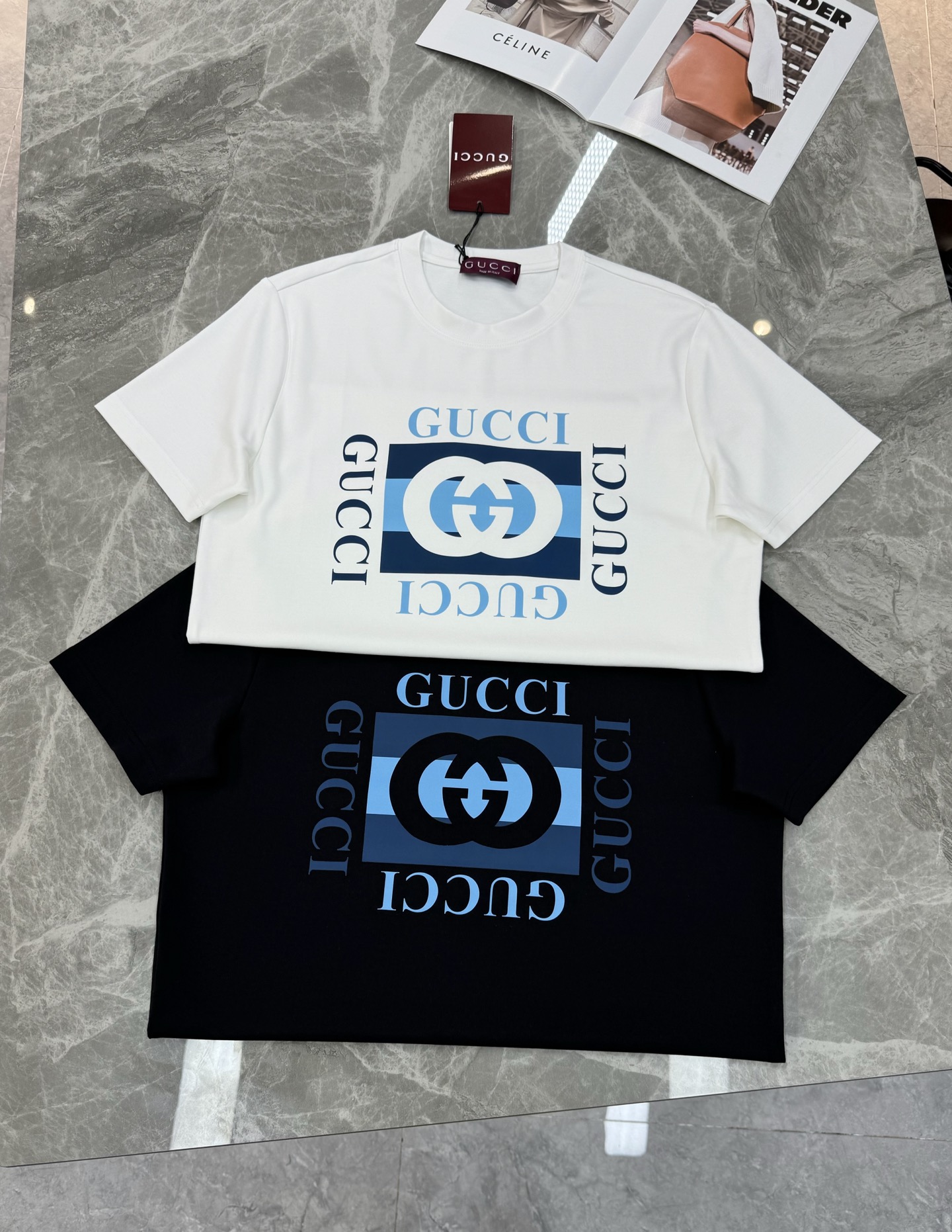 GUCC*古-齐新品莫代尔T恤.非常趣味的即视感！！！胸前经典多彩徽标费时费工，双层烫画工艺.每一件都是