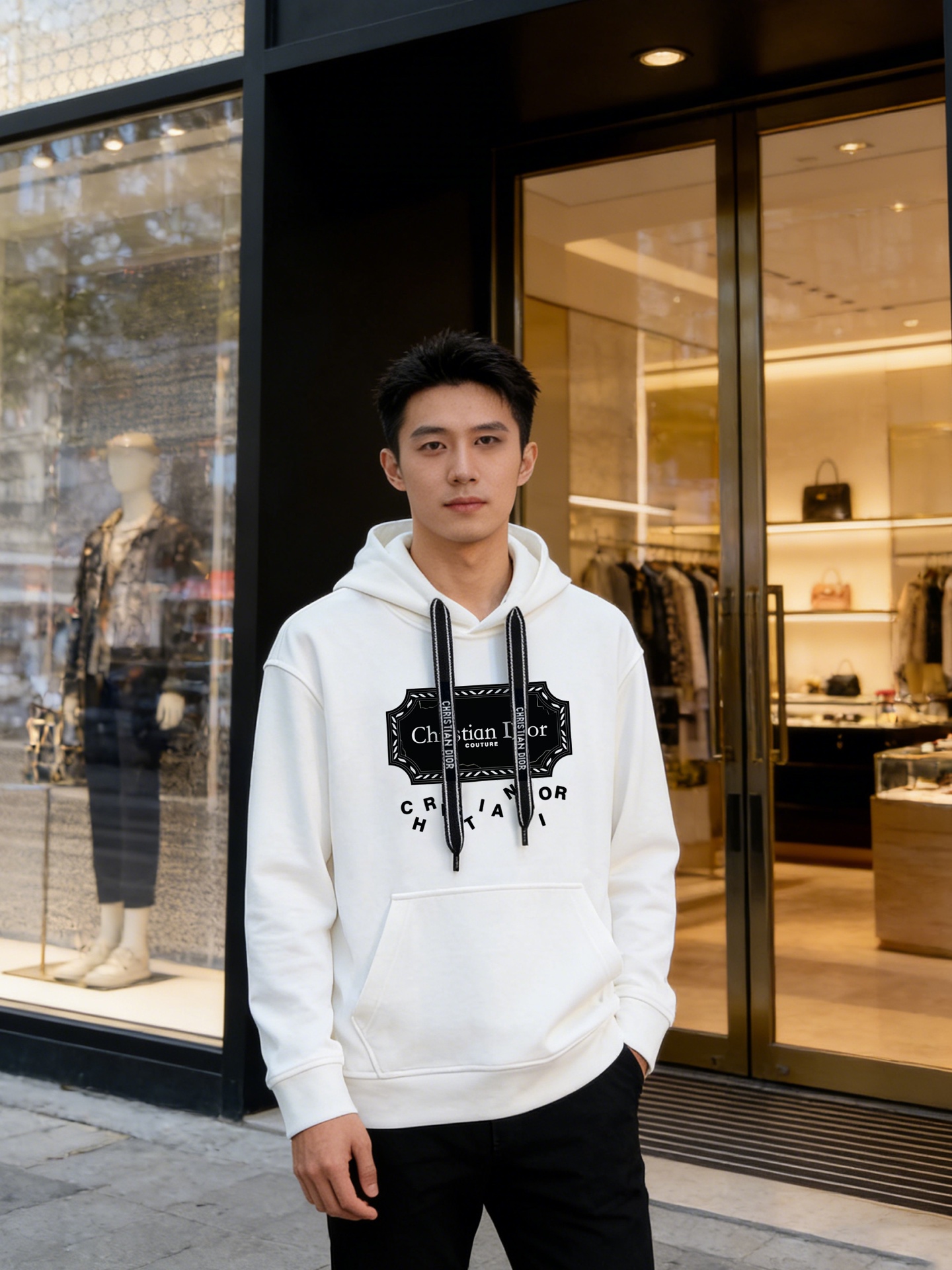 Christian Dior新品天丝连帽卫衣.男女同款！这款Dior连帽卫衣采用柔软天丝棉质面料，舒适又