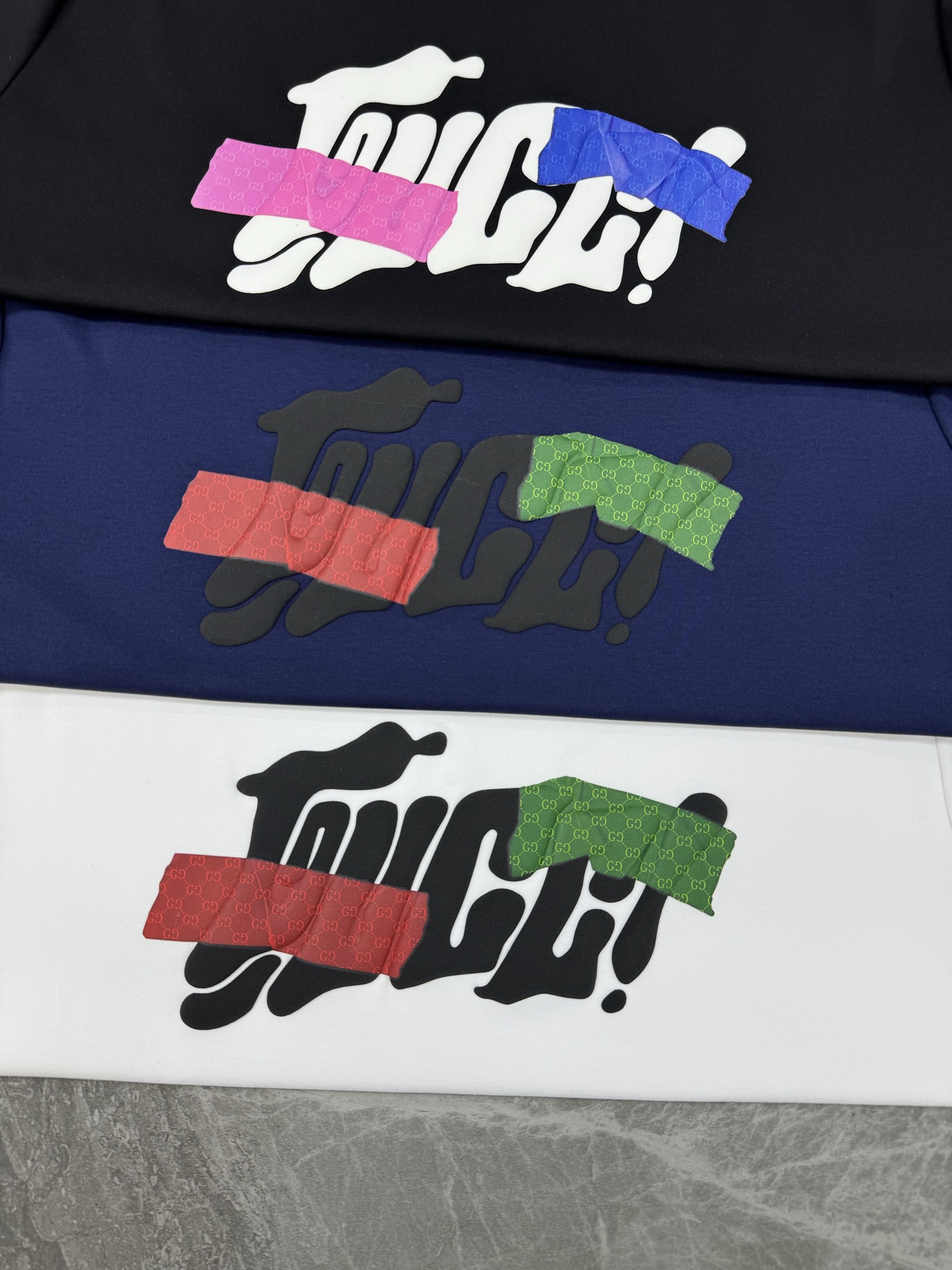 GUCC*古齐新品莫代尔T恤.非常趣味的即视感！！！胸前经典多彩徽标费时费工，双层烫画工艺.每一件都是难