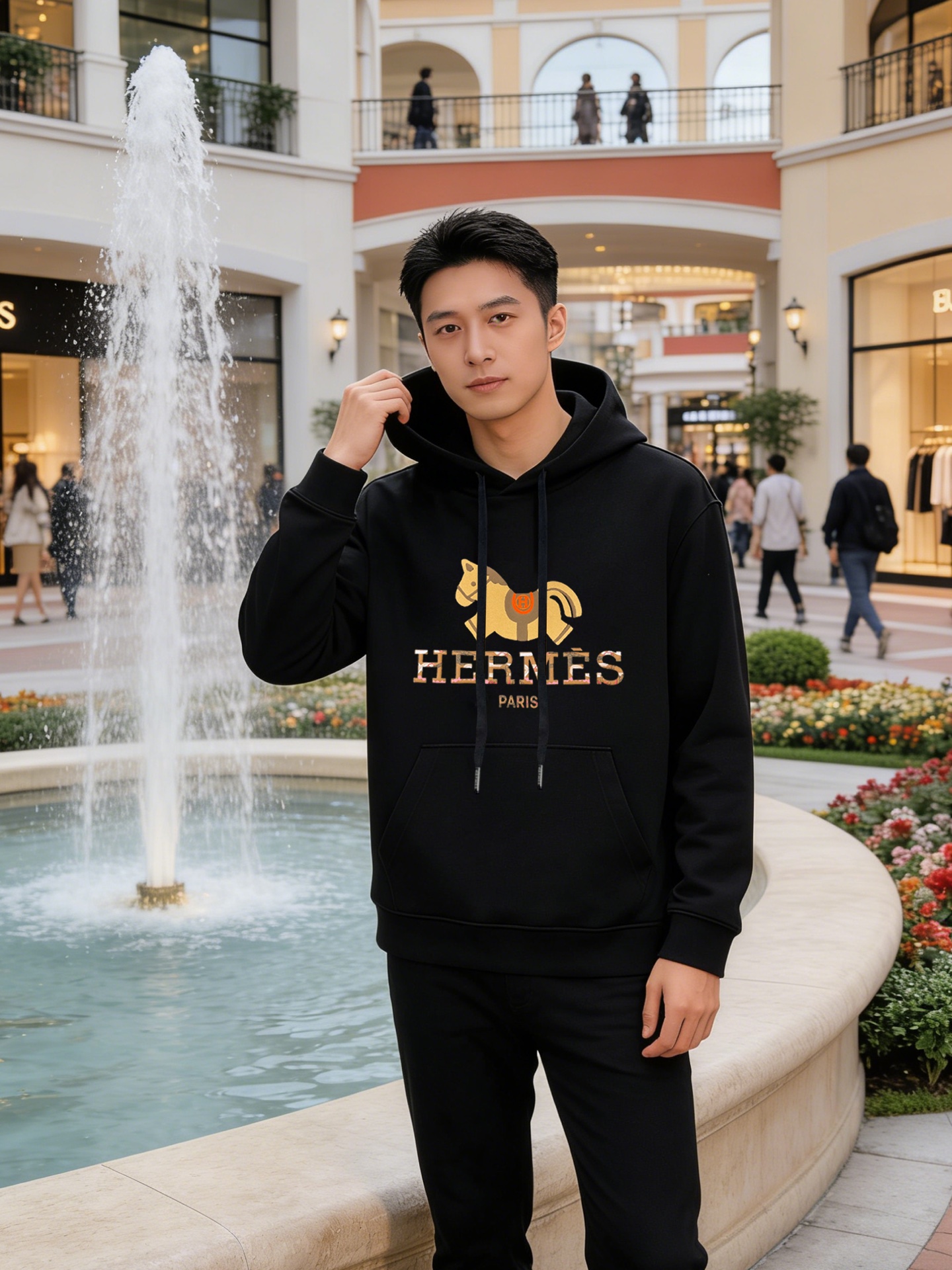 Hermès爱马仕新款连帽卫衣，棉莫柔软棉质面料，舒适又保暖，日常穿搭超百搭!正面有经典“HERMÈS 