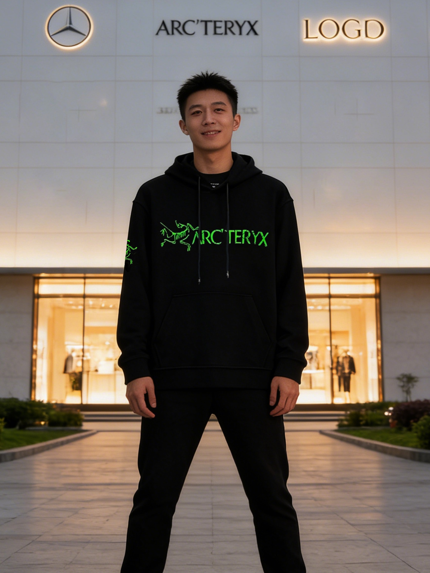 Arc'teryx始祖鸟新款连帽天丝卫衣.男女同款！黑色主色+荧光绿 Logo，简约又有辨识度计。超舒适