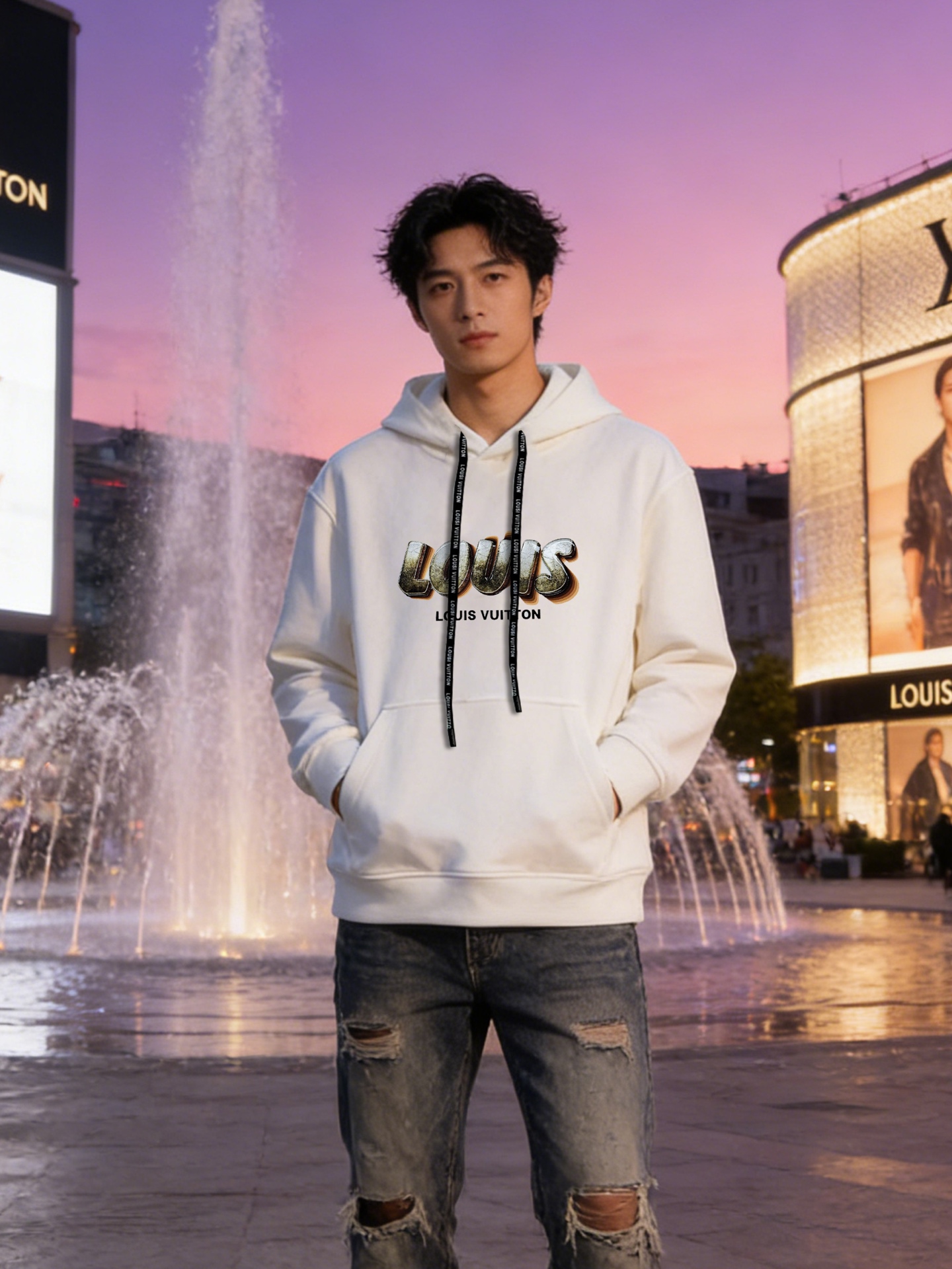 驴牌新款连帽卫衣，男女同款！超舒适天丝面料.柔软穿着舒适又保暖。正面“Louis Vuitton 字母+