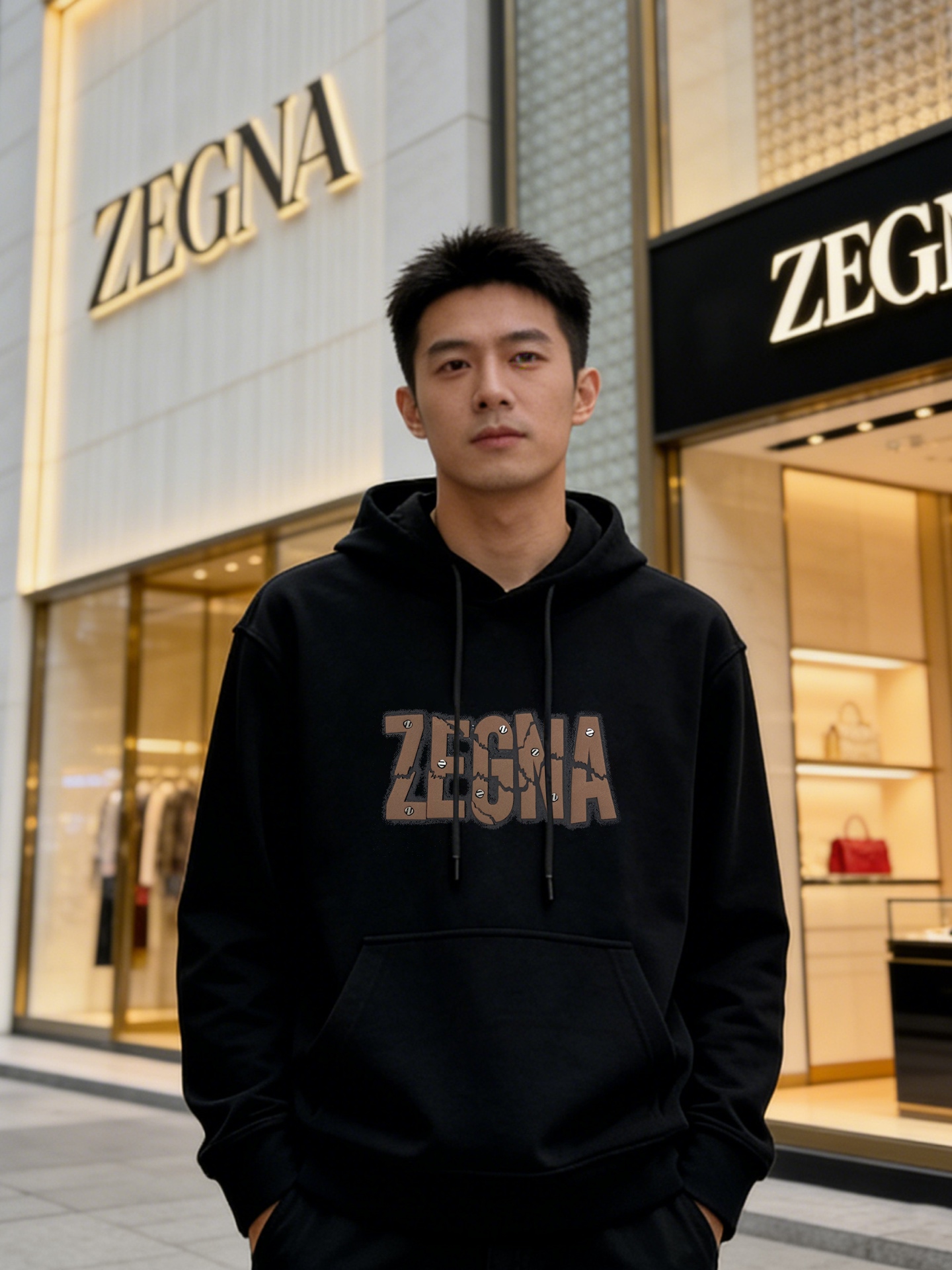 Z Zegna杰尼亚新款连帽卫衣.胸口品牌的解构风字母发泡🧼立体烫画工艺.甄选天丝面料柔软舒适.采用立体