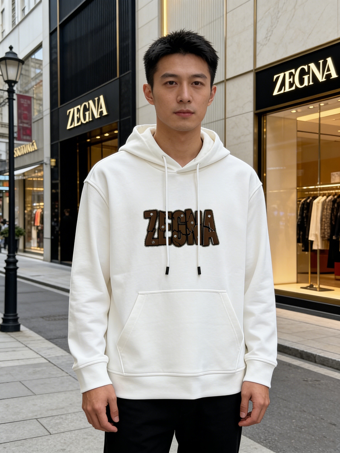 Z Zegna杰尼亚新款连帽卫衣.胸口品牌的解构风字母发泡🧼立体烫画工艺.甄选天丝面料柔软舒适.采用立体