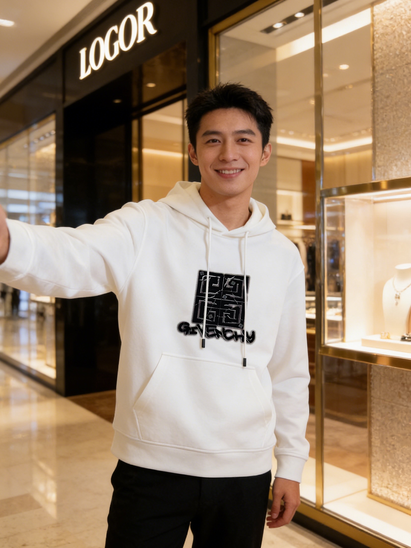 Givenchy纪梵希新款连帽卫衣，重磅天丝棉质面料，舒适又耐穿!胸前高温印花+品牌字母图形.辨识度超高