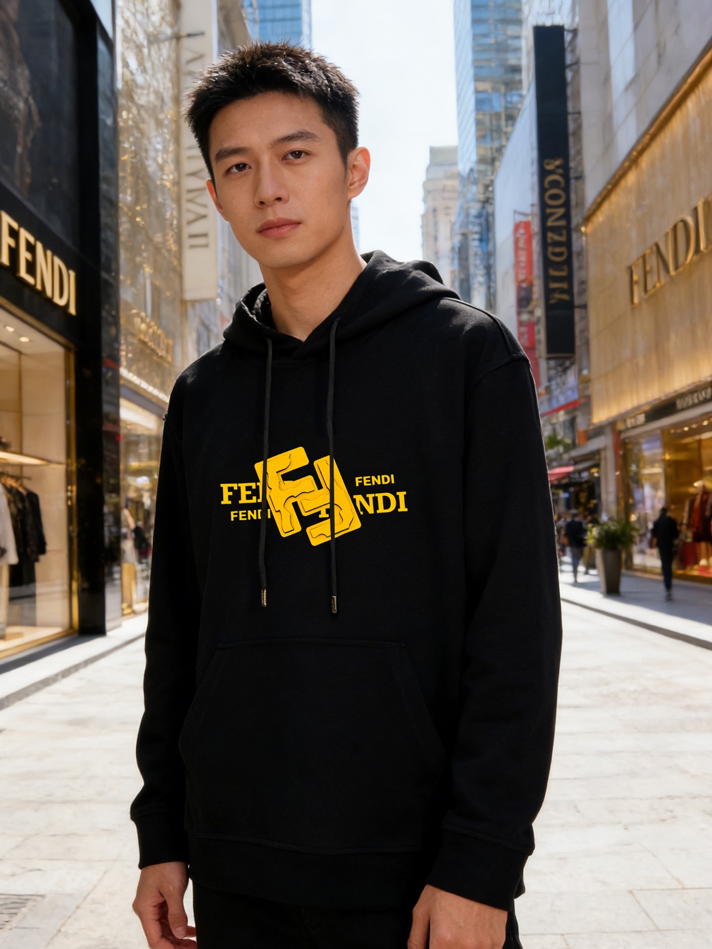 Fendi芬迪新款连帽卫衣，经典FF造型.立体叠加工艺高温烫画工艺.甄选天丝面料柔软棉质面料，舒适又保暖