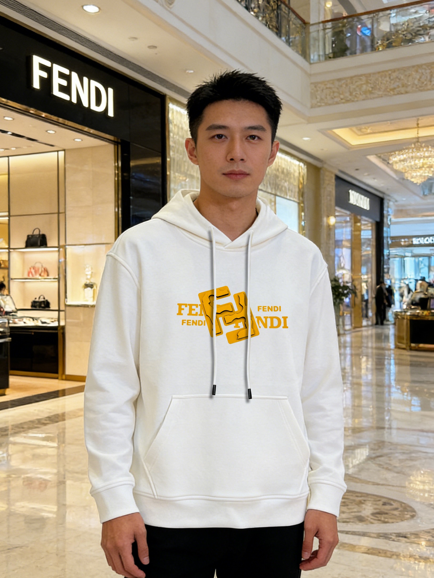 Fendi芬迪新款连帽卫衣，经典FF造型.立体叠加工艺高温烫画工艺.甄选天丝面料柔软棉质面料，舒适又保暖