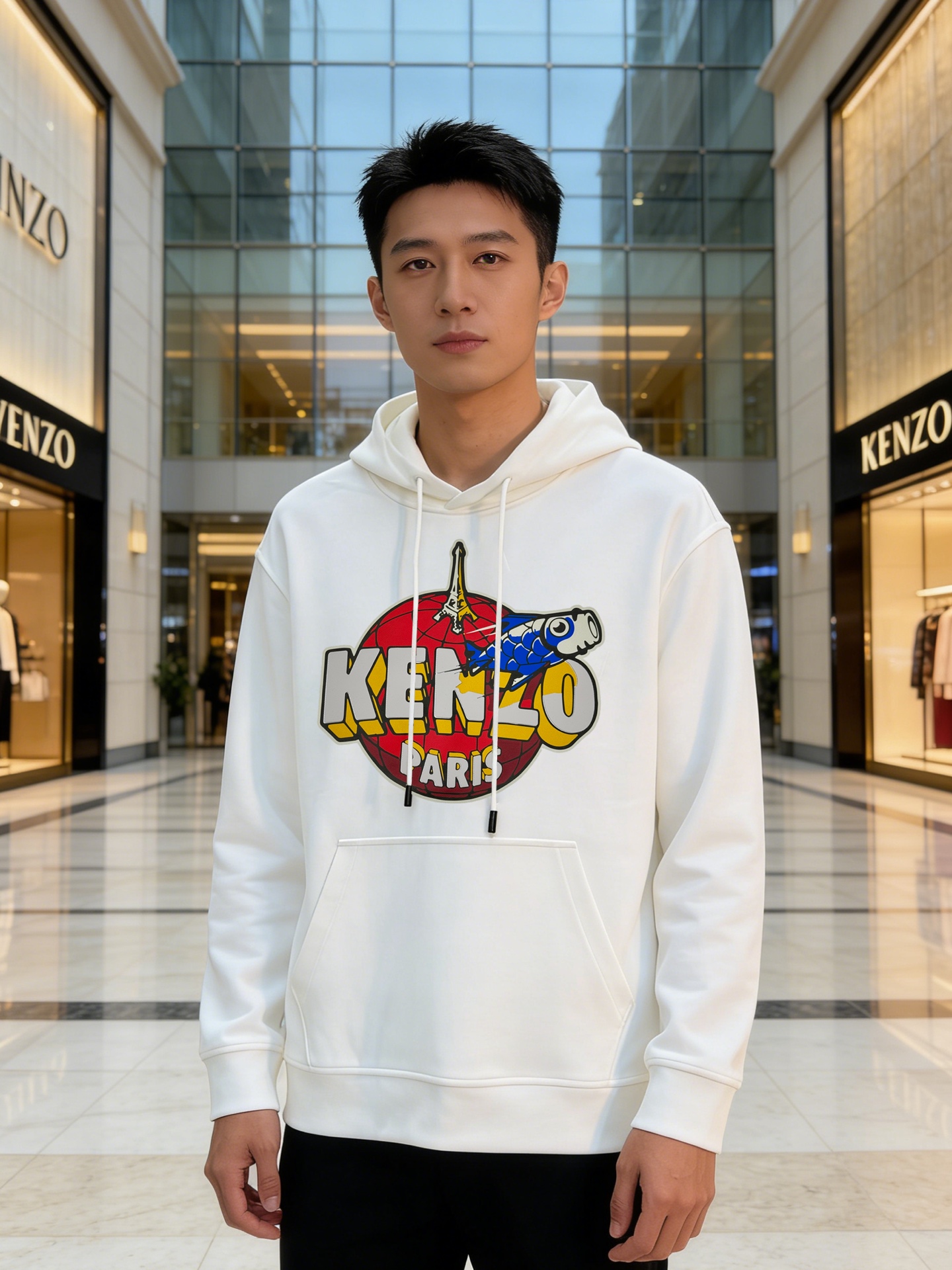 Kenzo新款连帽卫衣，重磅天丝棉质面料，柔软又保暖，秋冬穿超合适!正面彩色Logo+“PARIS”字样