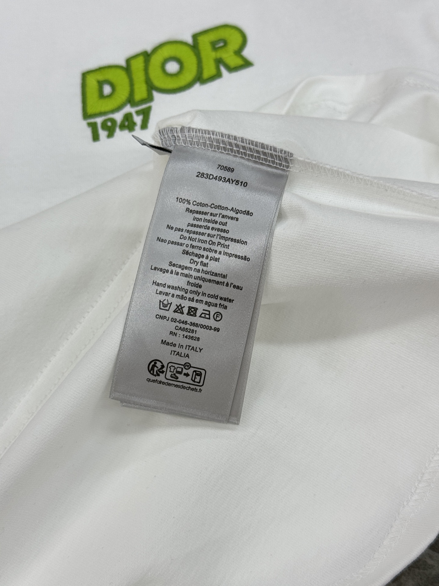 。🌾 Dior1947系列.迪奥26s新款潮牌T恤.男女同款❤️采用100%纯棉，柔软透气，夏天穿超舒服