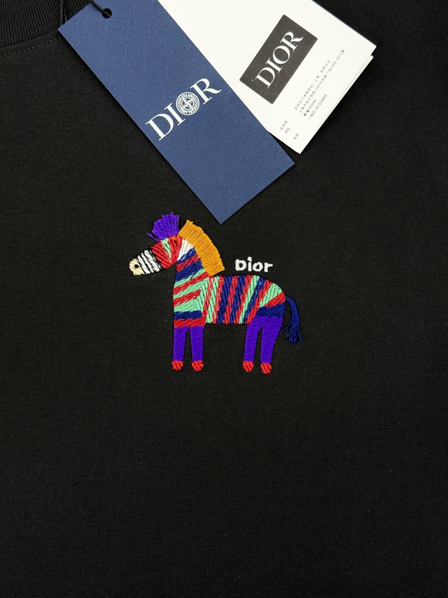 。🌾 Dior26s新品彩虹斑马刺绣T恤.男女同款❤️基础款推荐.胸前彩虹斑马刺绣🪡超吸睛，童趣又艺术感