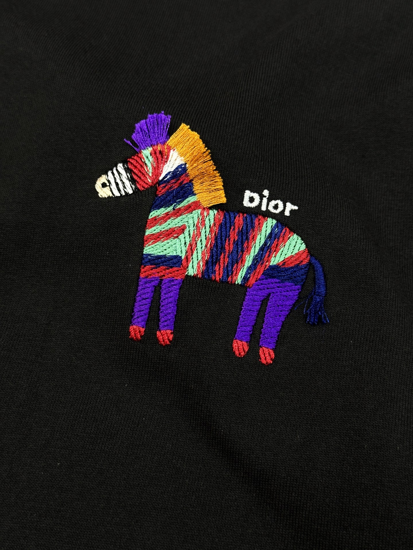 。🌾 Dior26s新品彩虹斑马刺绣T恤.男女同款❤️基础款推荐.胸前彩虹斑马刺绣🪡超吸睛，童趣又艺术感
