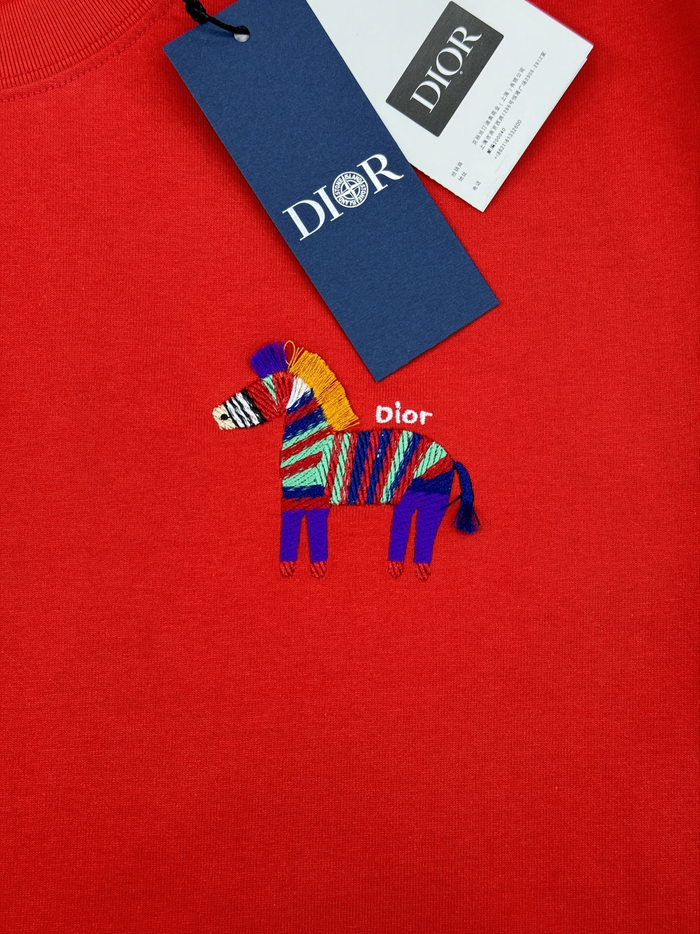 。🌾 Dior26s新品彩虹斑马刺绣T恤.男女同款❤️基础款推荐.胸前彩虹斑马刺绣🪡超吸睛，童趣又艺术感