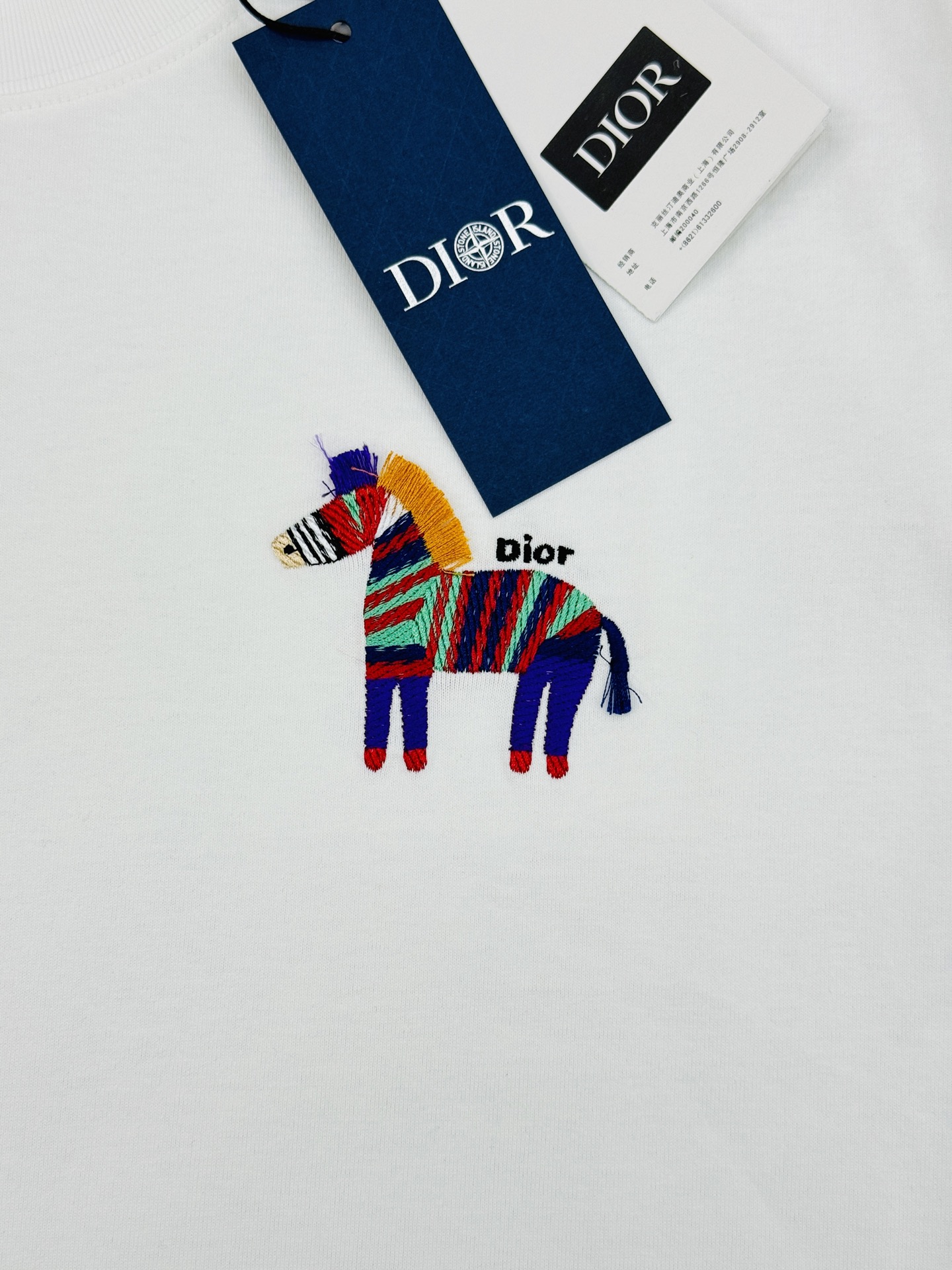 。🌾 Dior26s新品彩虹斑马刺绣T恤.男女同款❤️基础款推荐.胸前彩虹斑马刺绣🪡超吸睛，童趣又艺术感