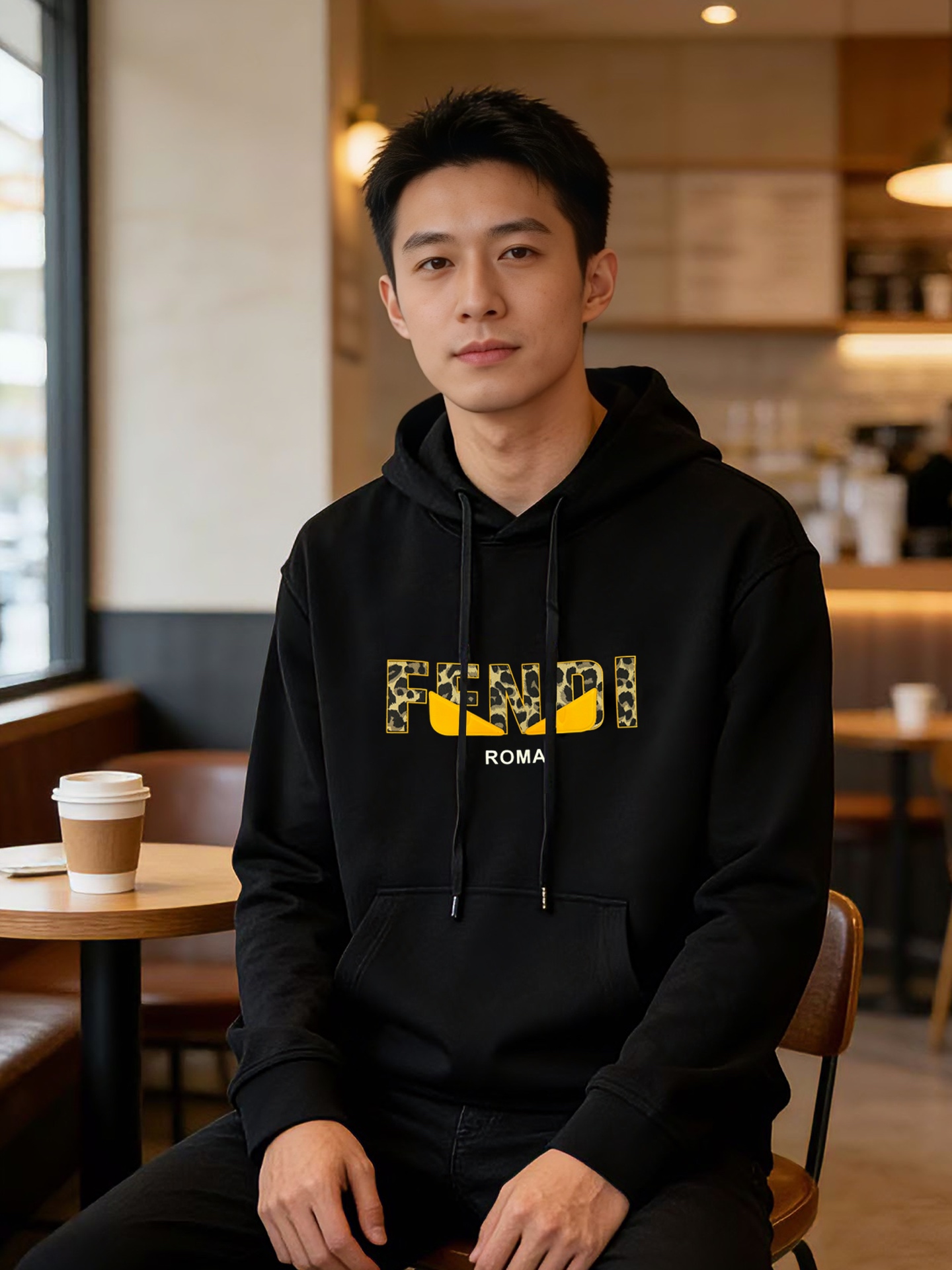 FENDI芬迪新款连帽卫衣，棉莫柔软棉质面料，舒适又保暖，日常穿搭超百搭!正面有经典“FENDI字样+小