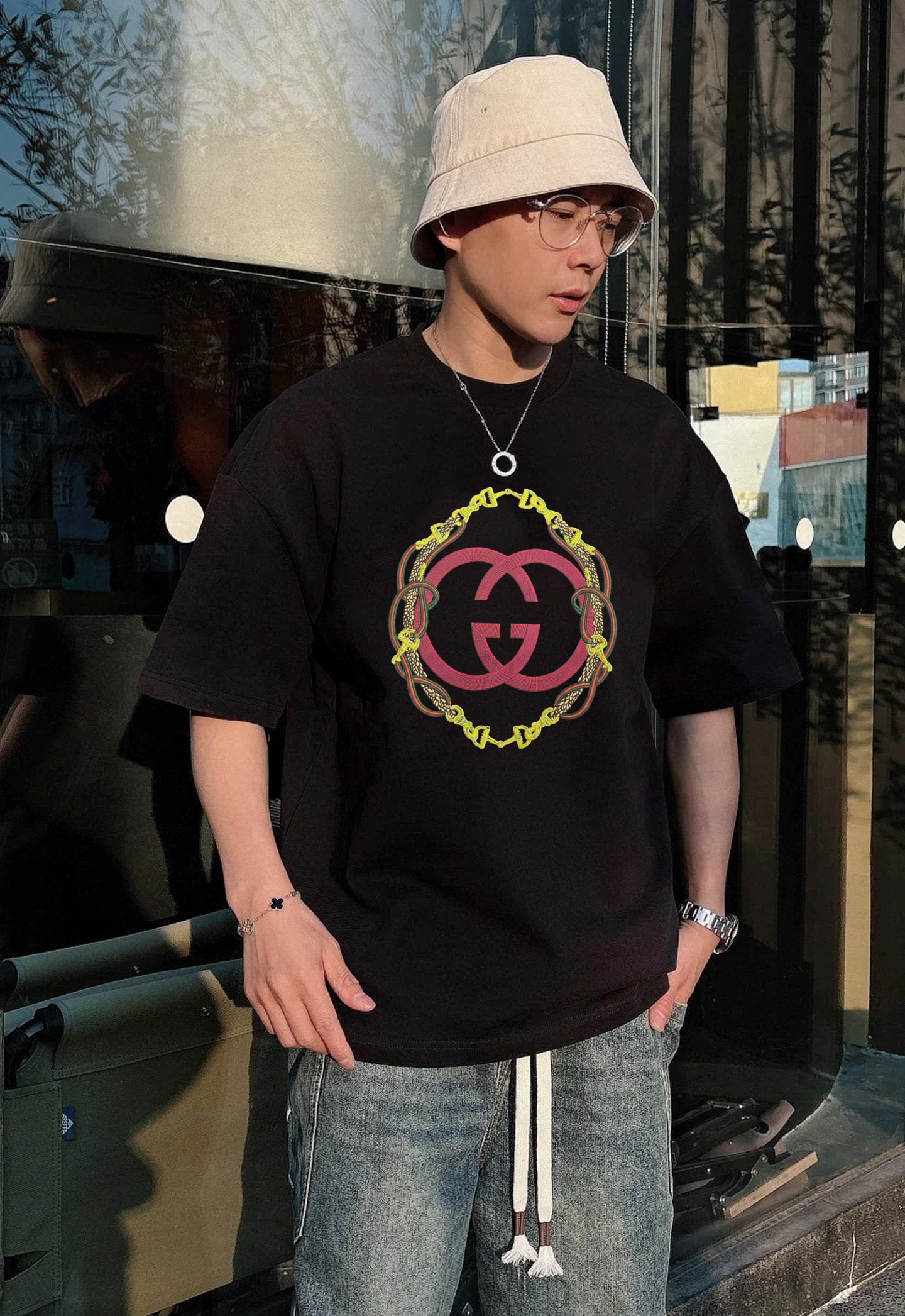 Gucci2026春夏马年限定T恤，男女同款❤️100%纯棉，280g重磅面料，柔软亲肤又挺阔有型。胸前