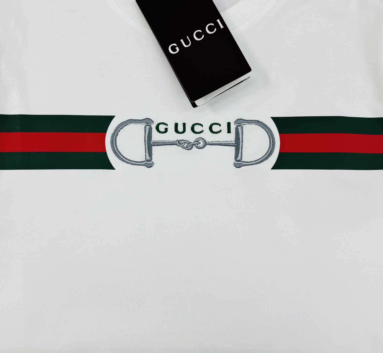 GUCCI古奇26s新品马衔扣红绿条纹T恤.190g丝光棉面料.舒适透气，定制螺纹.舒适不易变形.日常穿