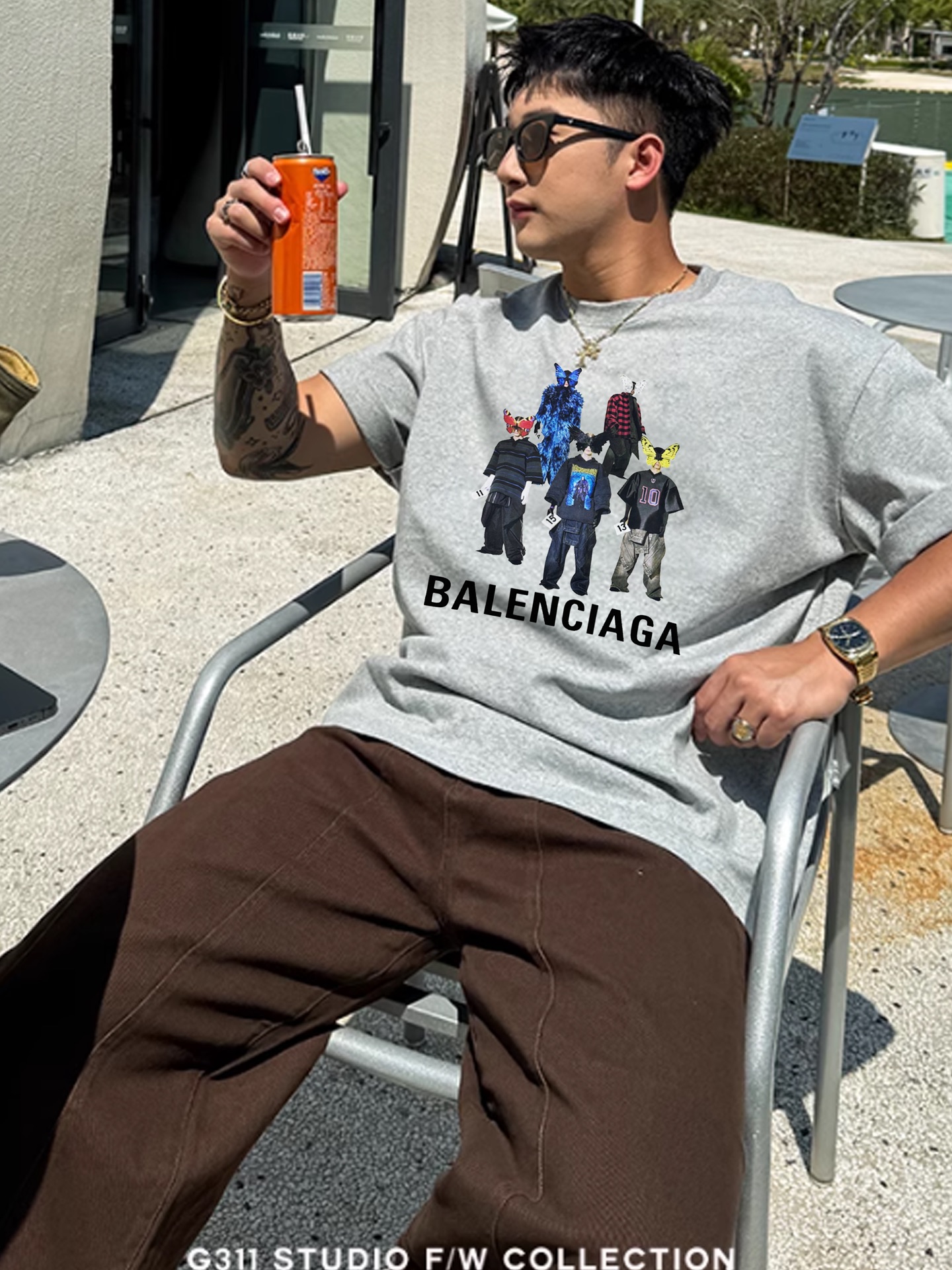 。🌾 Balenciag*巴黎世家新款潮牌圆领T恤.男女同款❤️立体烫画工艺呈现不一样的视觉感受，色彩搭