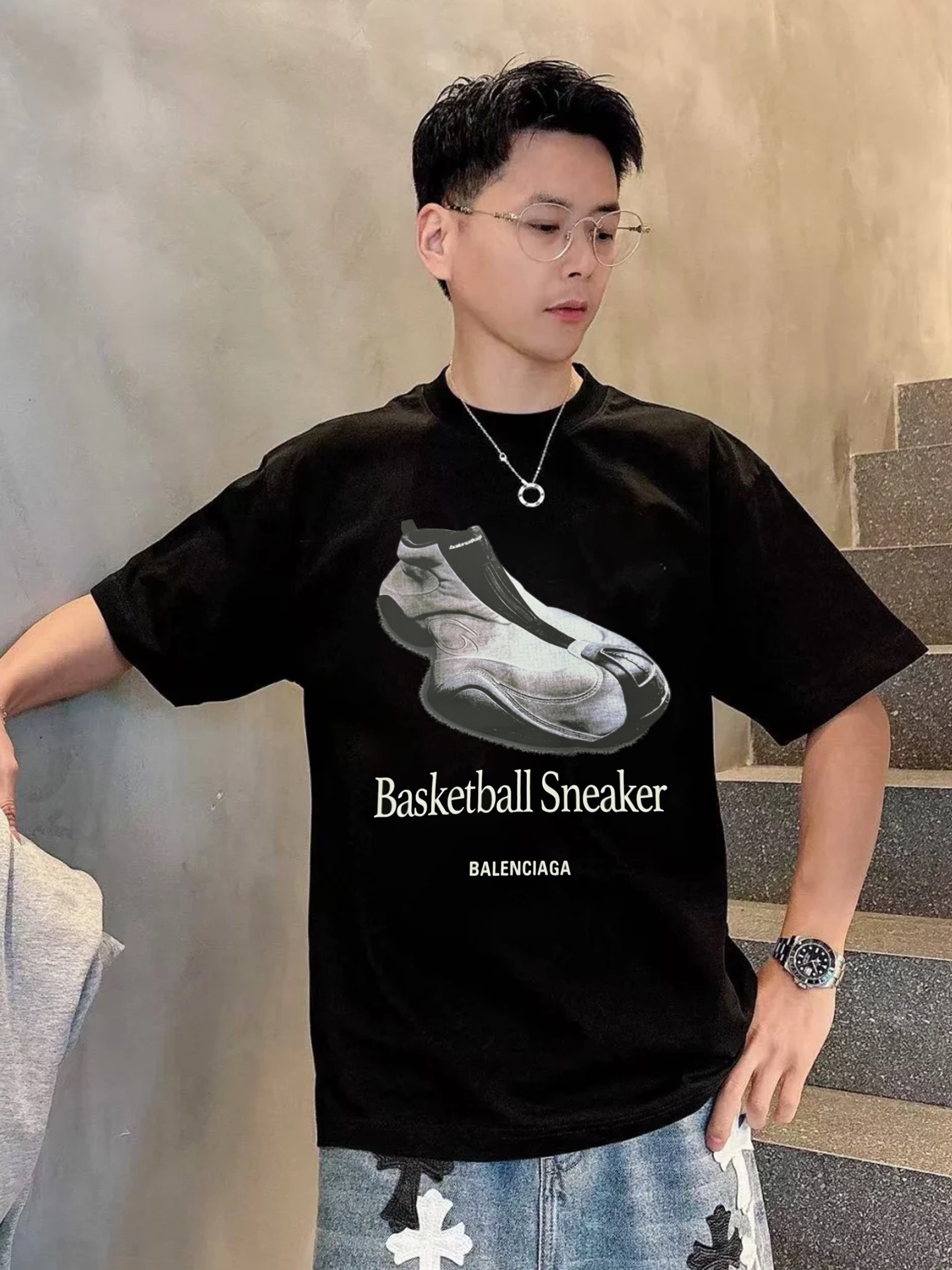 。🌾 Balenciag*巴黎世家新款潮牌老爹T恤.男女同款❤️os版型真的很迷人.丝光棉品牌图形字母烫