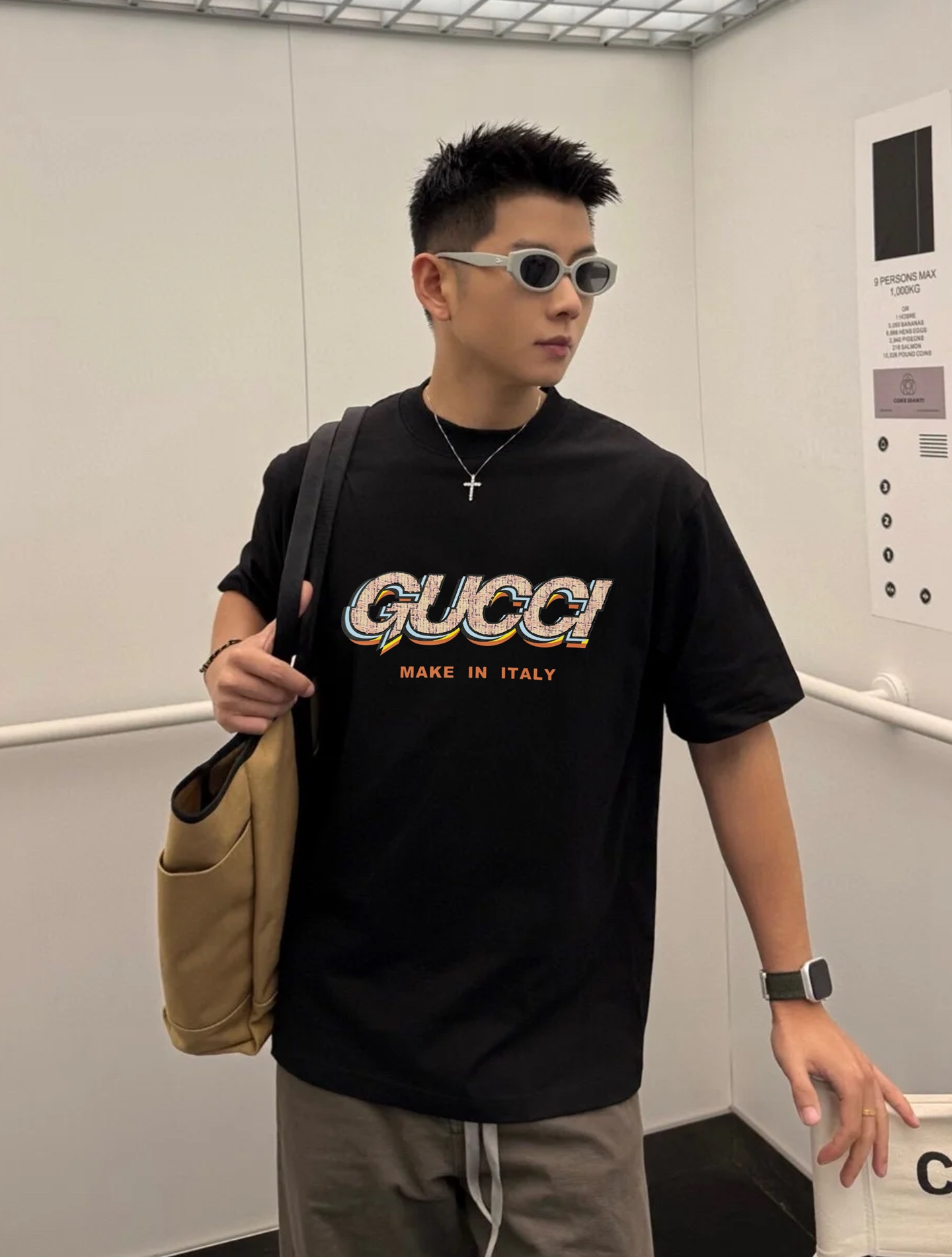 。🌾 GUCC*潮牌新款圆领T恤.男女同款❤️潮人必备！胸前定制品牌图形烫画工艺.双层工艺色彩层次分明.