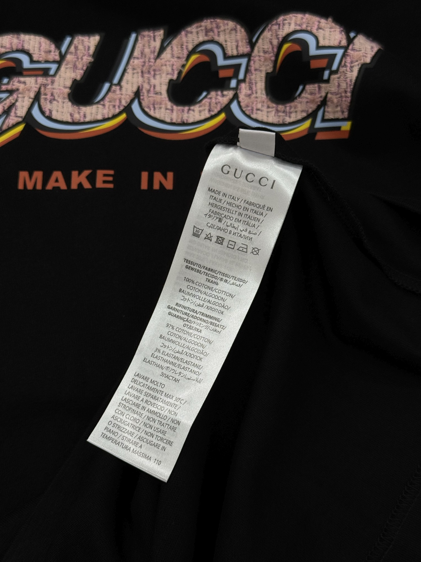 。🌾 GUCC*潮牌新款圆领T恤.男女同款❤️潮人必备！胸前定制品牌图形烫画工艺.双层工艺色彩层次分明.