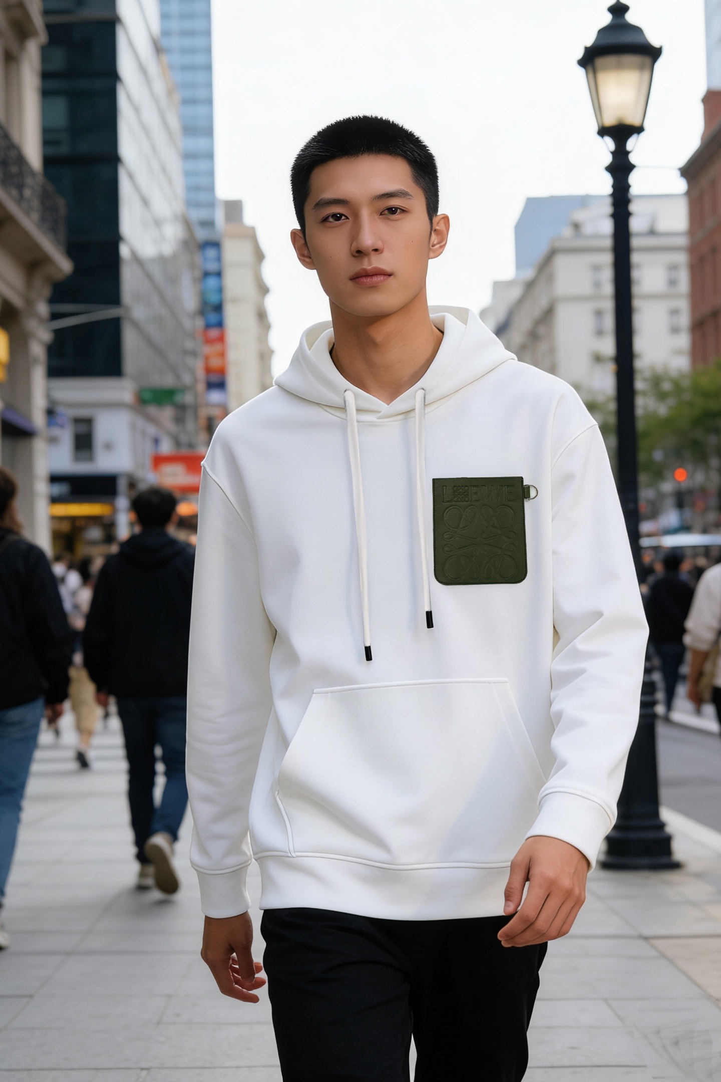 Loewe新品.皮标连帽卫衣！380g天丝面料触感柔软舒适.挺阔有.搭配胸前Loewe Logo皮标，低