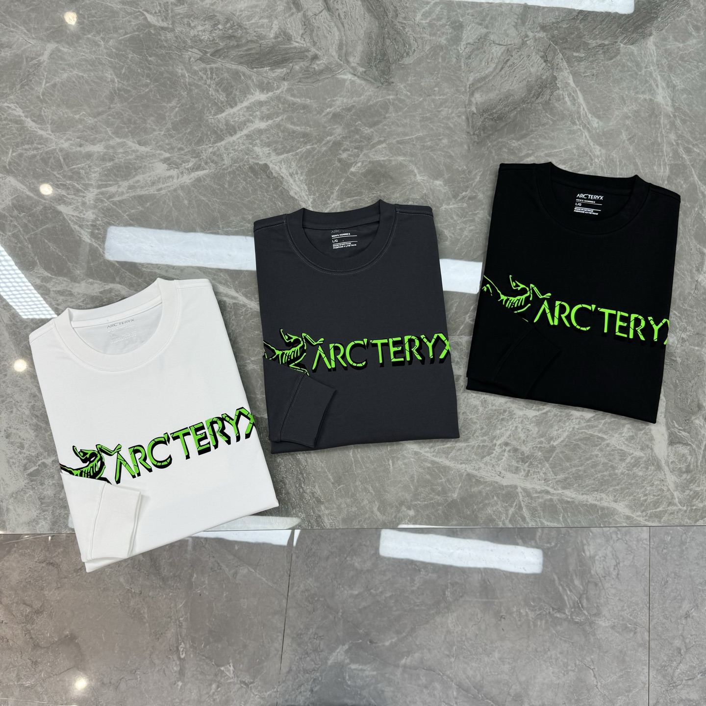 Arc'teryx始祖*鸟新款长袖T恤.高克重原单推荐.男女同款！小红书爆款推荐.胸前品牌字母图形撞色搭