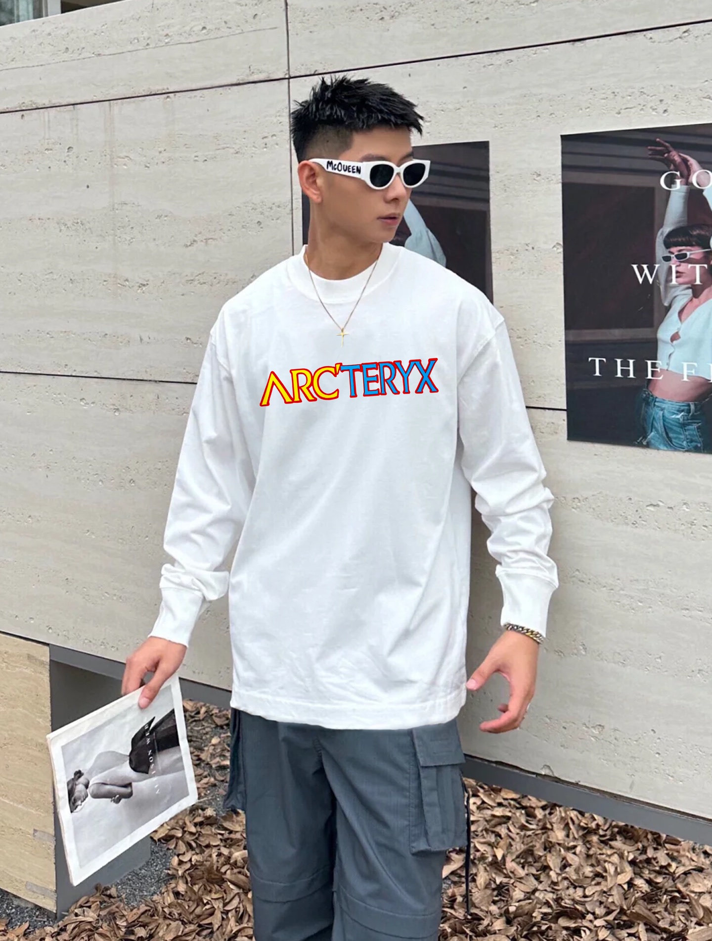 ARCTERY*始祖*鸟🐦新款宽松版型长袖T恤.男女同款～小红书推荐！胸前品牌字母图形多色彩叠加工艺.后