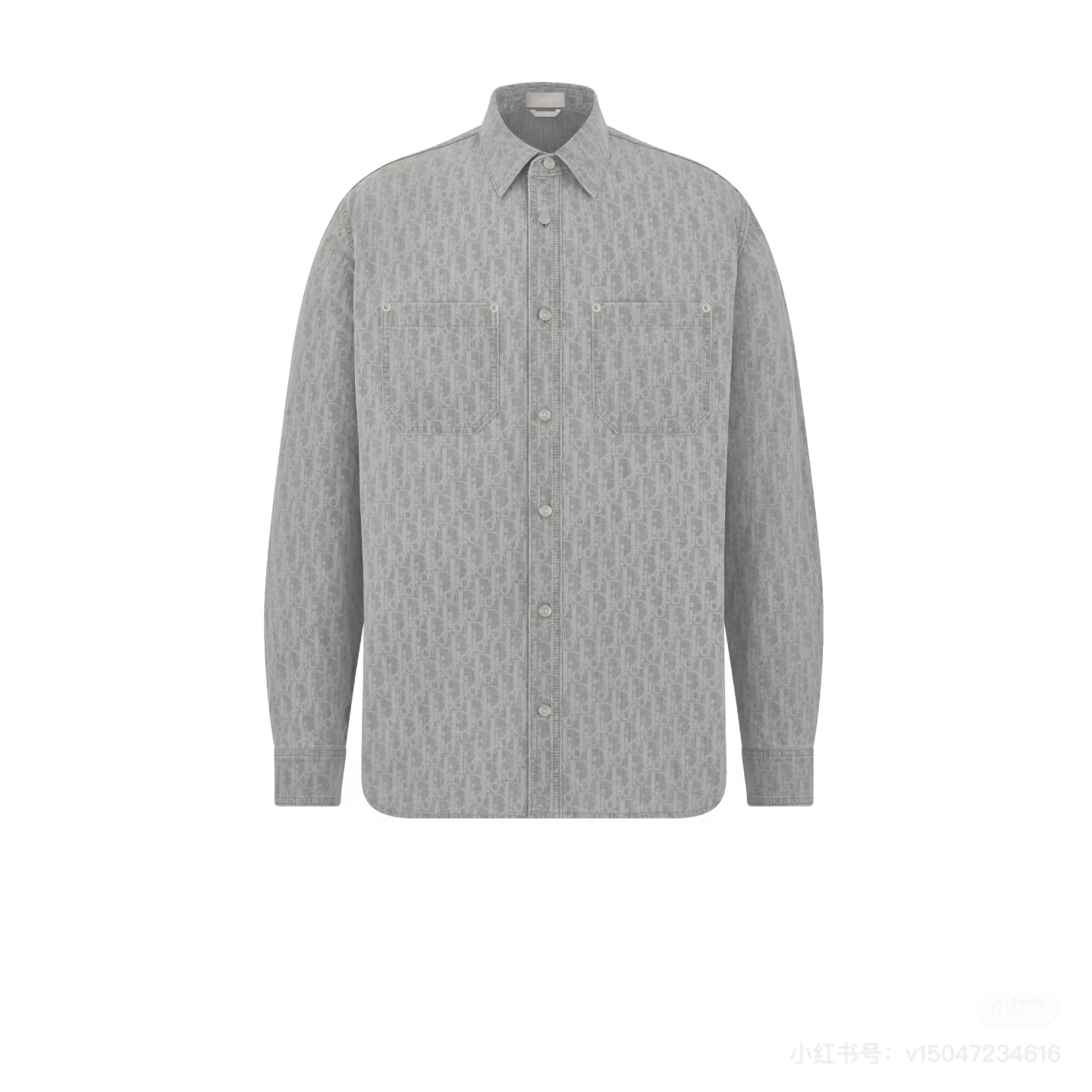Dior灰色老花牛仔衬衫，水洗牛仔面料+Oblique老花图案，低调复古又超有辨识度。宽松版型，翻领+双