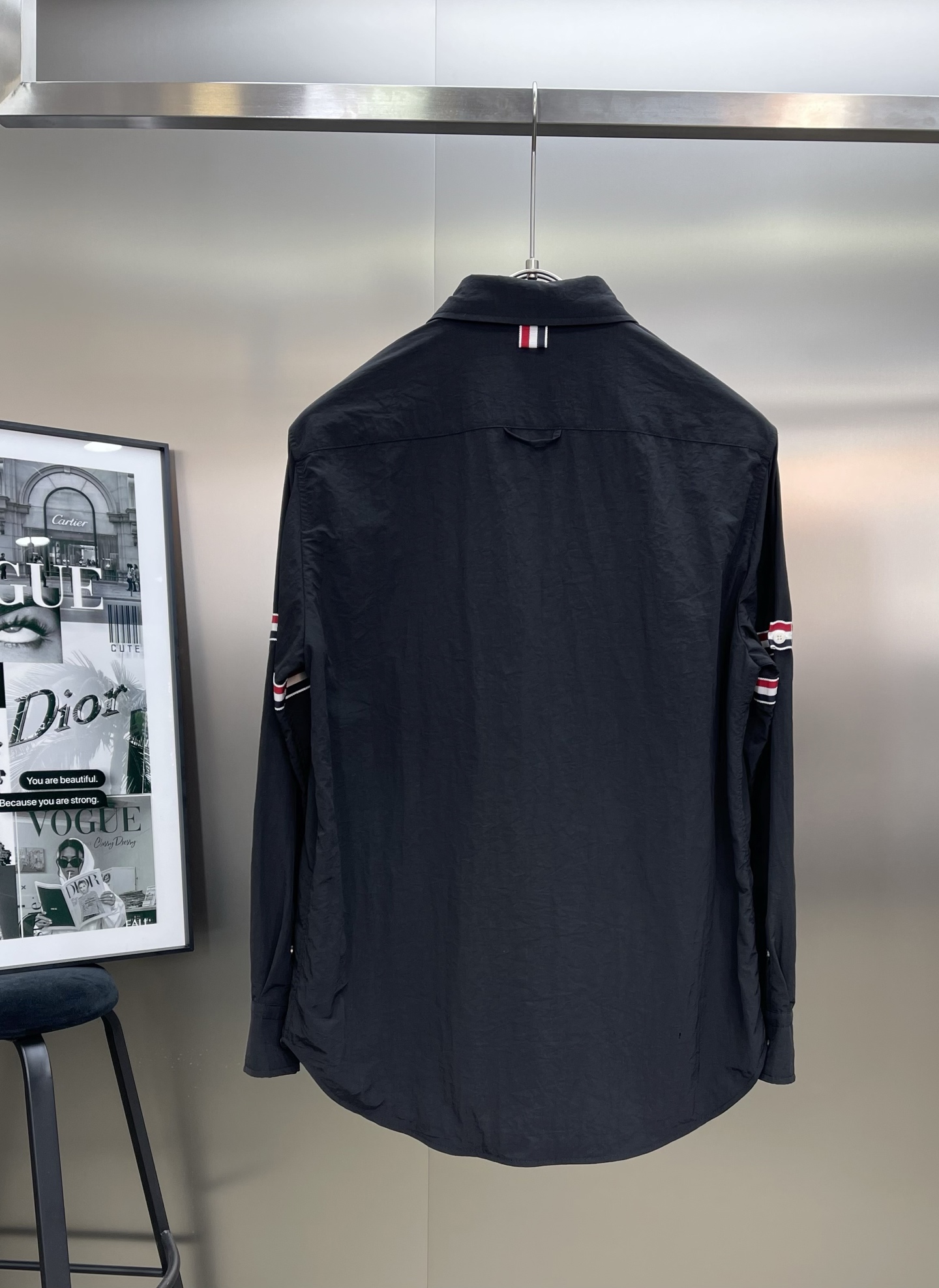 ThomBrowne TB 双袖标夹克外套，最高版本🌟翻领中长款衬衫夹克，双袖标织带装饰；定制字母log