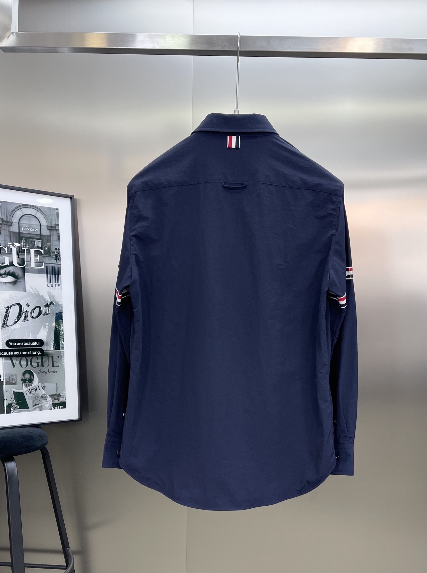 ThomBrowne TB 双袖标夹克外套，最高版本🌟翻领中长款衬衫夹克，双袖标织带装饰；定制字母log