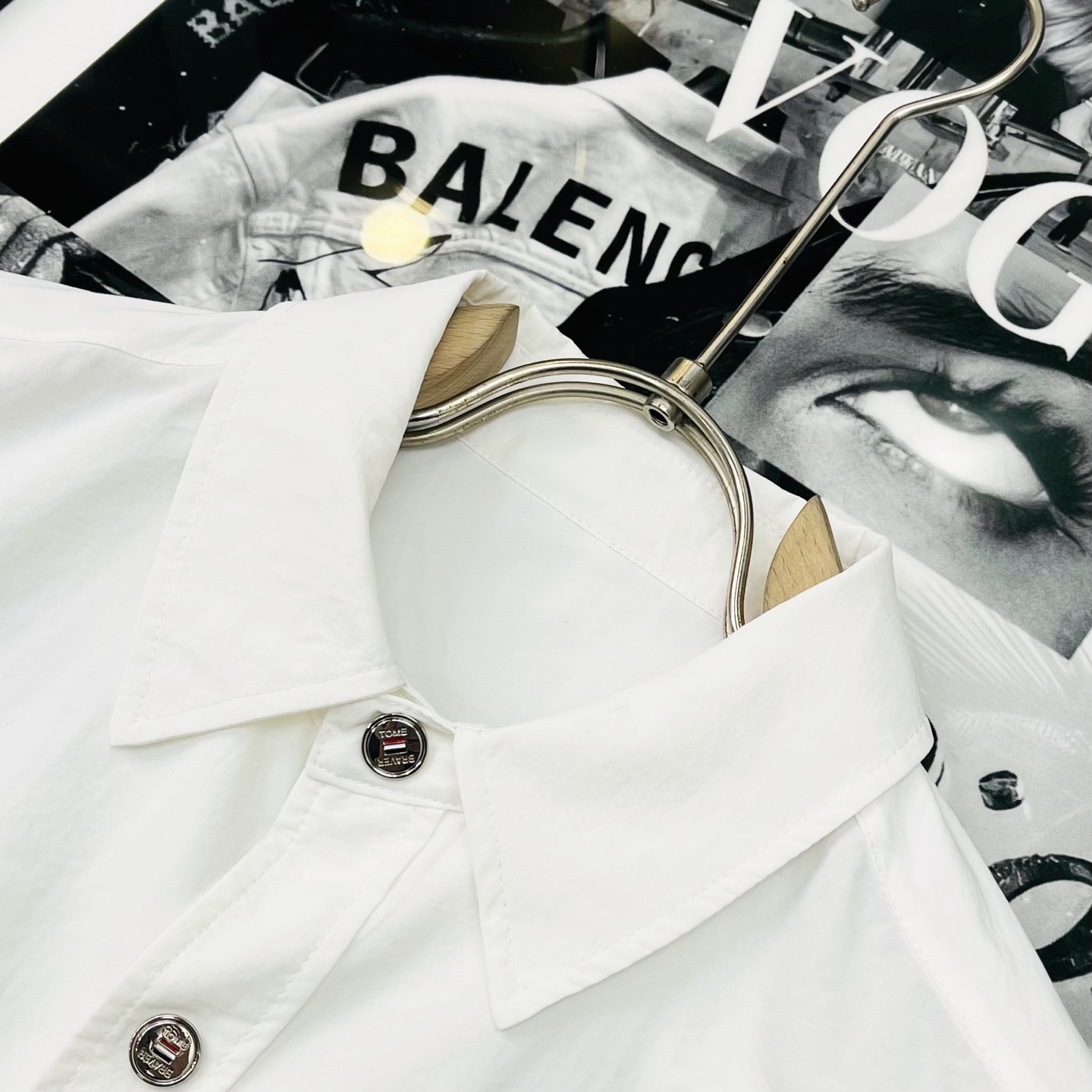 ThomBrowne TB 双袖标夹克外套，最高版本🌟翻领中长款衬衫夹克，双袖标织带装饰；定制字母log