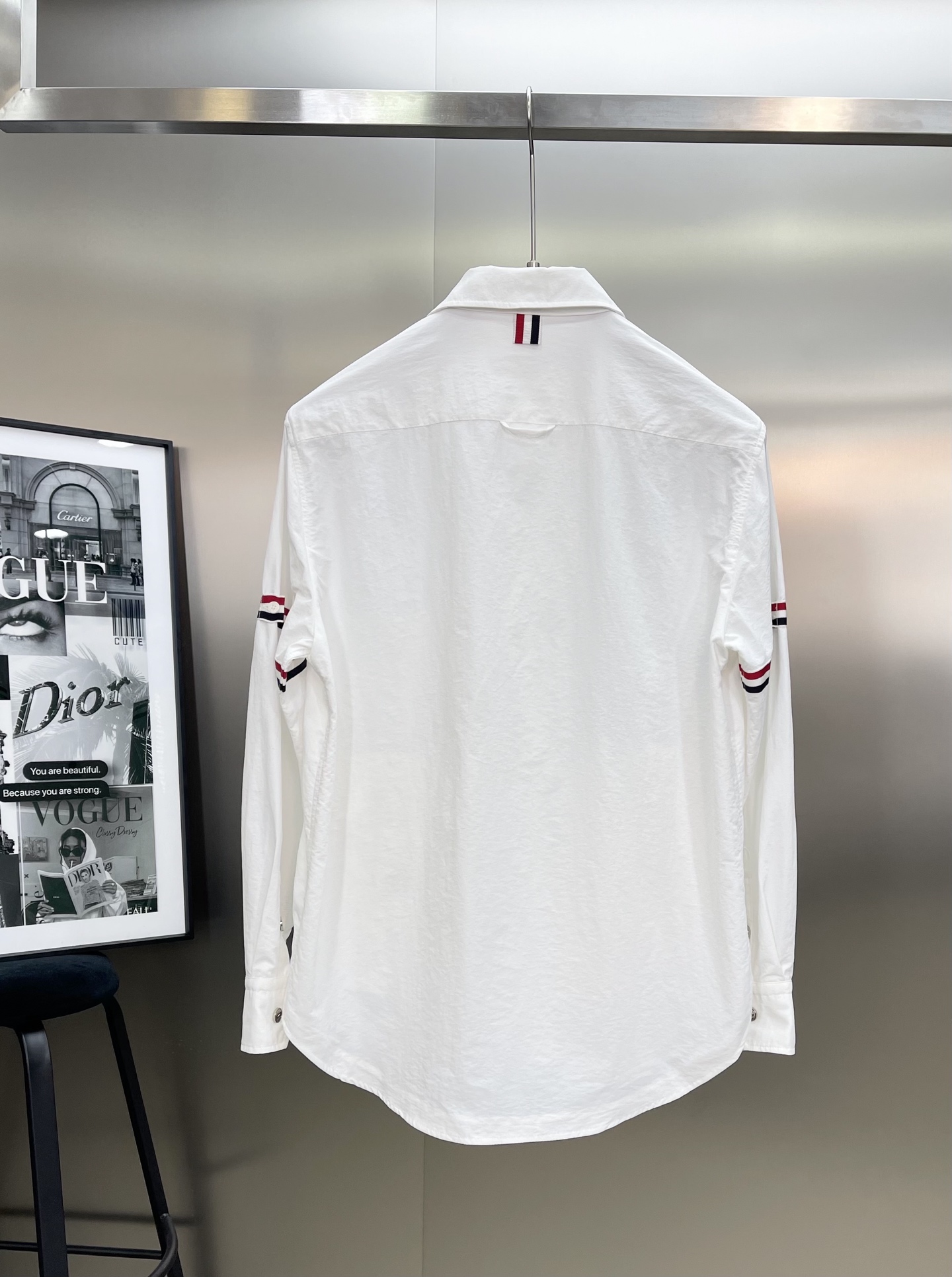 ThomBrowne TB 双袖标夹克外套，最高版本🌟翻领中长款衬衫夹克，双袖标织带装饰；定制字母log