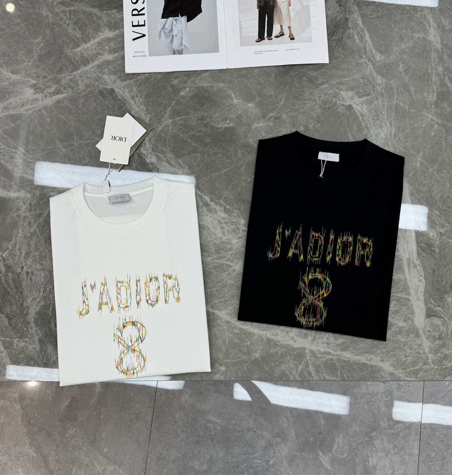 Dior-迪奥新款丝光棉T恤❤️J’ADIOR 8重工刺绣🪡短袖T恤，黑白两色可选，丝光棉材质柔软舒适，