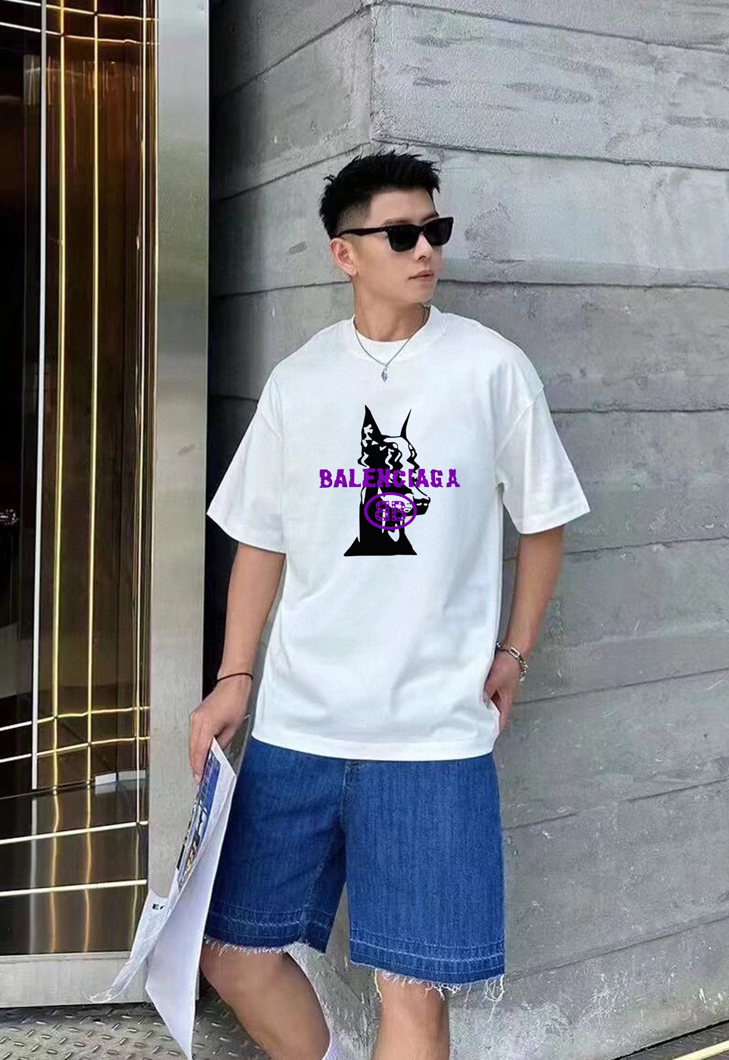 Balenciaga巴黎世家新款潮牌T.男女同款❤️新款狗头印花T恤，高克重280g纯棉材质，舒适透气，