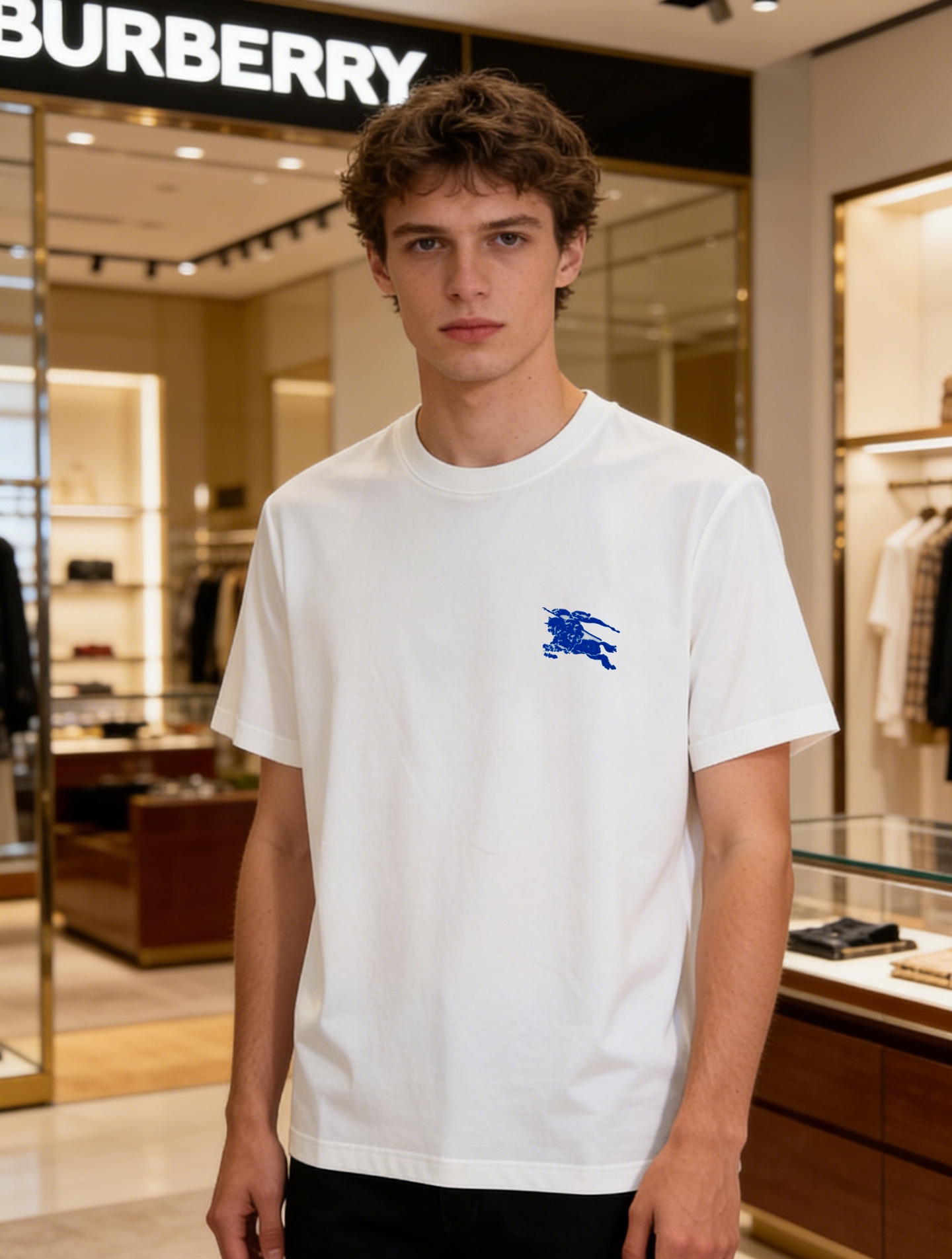 NO:833867,BBR* Burberry 26s new mercerized cotton T-shirt. The war horse graphic on the chest is very recognizable and full of British style!  War horse shape three-dimensional heat transfer. The contrasting colors are super eye-catching. Handsome and fashionable, simple and versatile. 190g mercerized cotton fabric is not only crisp and maintains the trendy silhouette, but also comfortable to wear, and the yarn is more delicate. The color is black, white, gray, burgundy, dark blue. Size M-3XL (S and 4XL can be customized) Slim version 175/145 pounds recommended XL, burberry, tees, t-shirt,19860909BBR*巴宝莉26s新品丝光棉T恤. 胸前战马图形超有辨识度,英伦风满满！战马造型立体烫画.撞色搭配色彩超吸睛.帅气时尚,简约百搭款.190g丝光棉面料棉 不仅挺括,保持潮流的廓形,又穿着舒适,纱织更细腻,颜色黑色.白色.灰色.酒红.深蓝.码数M-3XL（S和4XL可定做）修身版型175/145斤建议XL,,burberry,tees，t-shirt,,Men's clothing